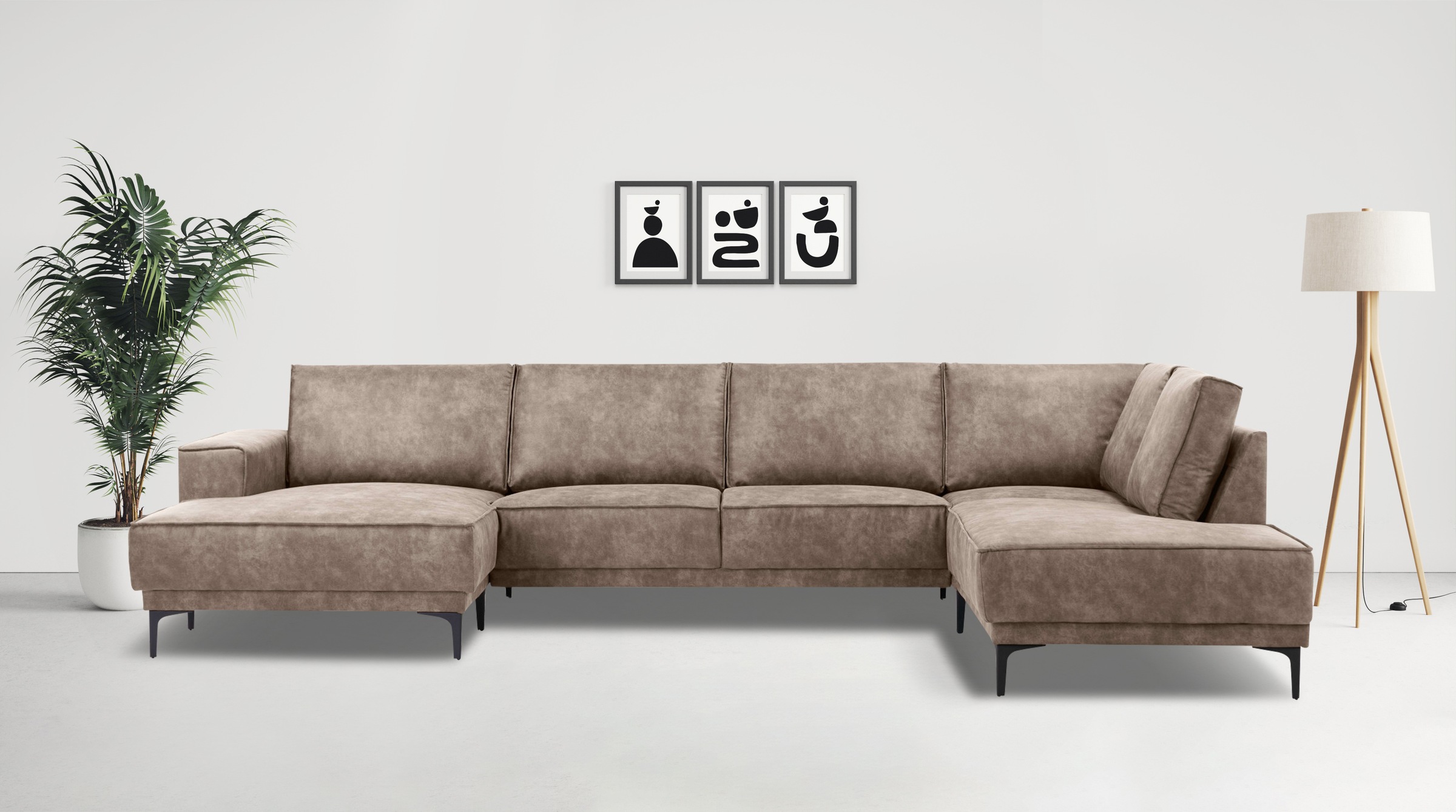 PLACES OF STYLE Wohnlandschaft »XXL Sofa Oland, Struktur, Flachgewebe, Luxu günstig online kaufen