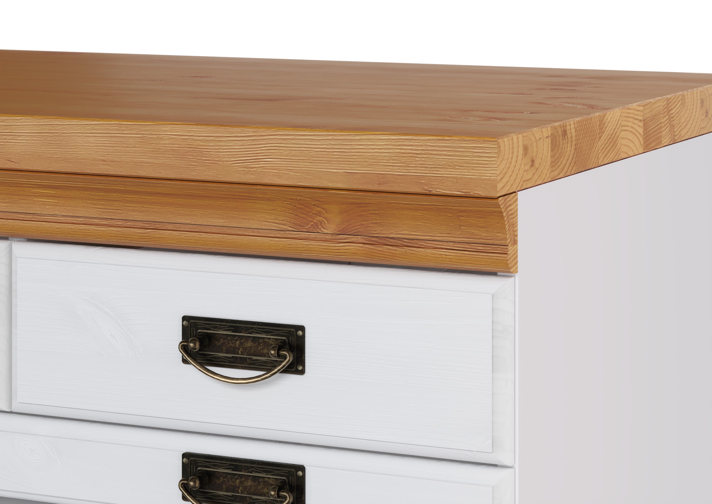 Home affaire Unterschrank »Rügen«, Breite 80 cm, Kiefer massiv, Schubkästen mit Glaseinsatz