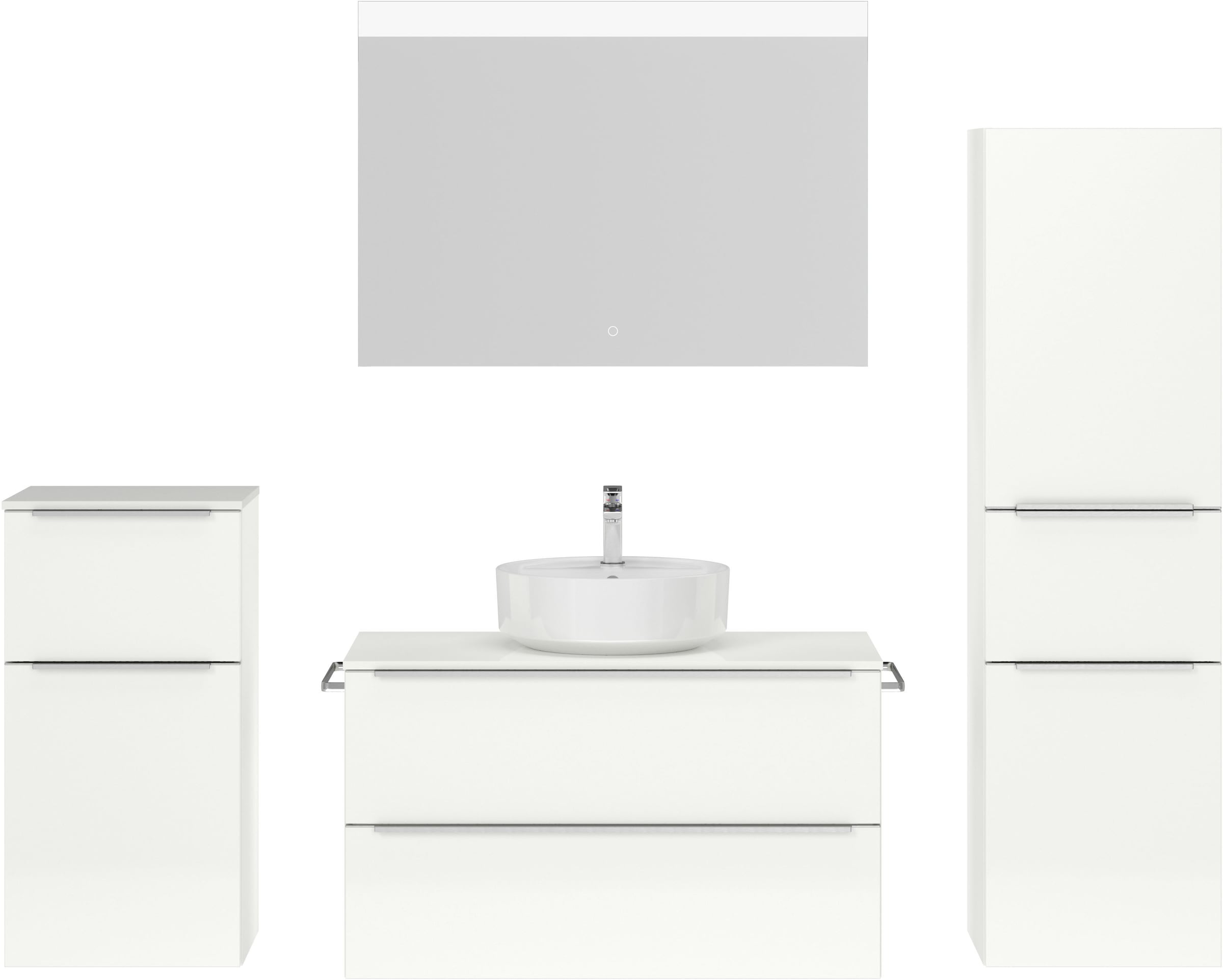 NOBILIA Badmöbel-Set »Alvene« vormontiert, mit Soft-Close, 4 Stk. tlg. Alpinweiß Glanz