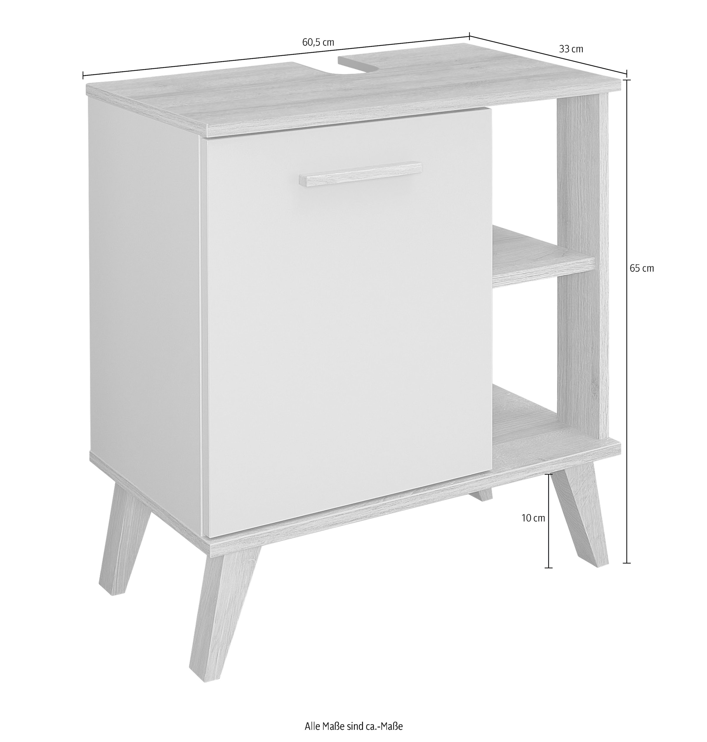 Saphir Badmöbel-Set »Quickset 3-teilig, Waschbeckenunterschrank mit LED-Spiegelschrank«, (3 St.), Midischrank, inkl. Türdämpfer, 4 Türen, 5 Einlegeböden, Bad-Set
