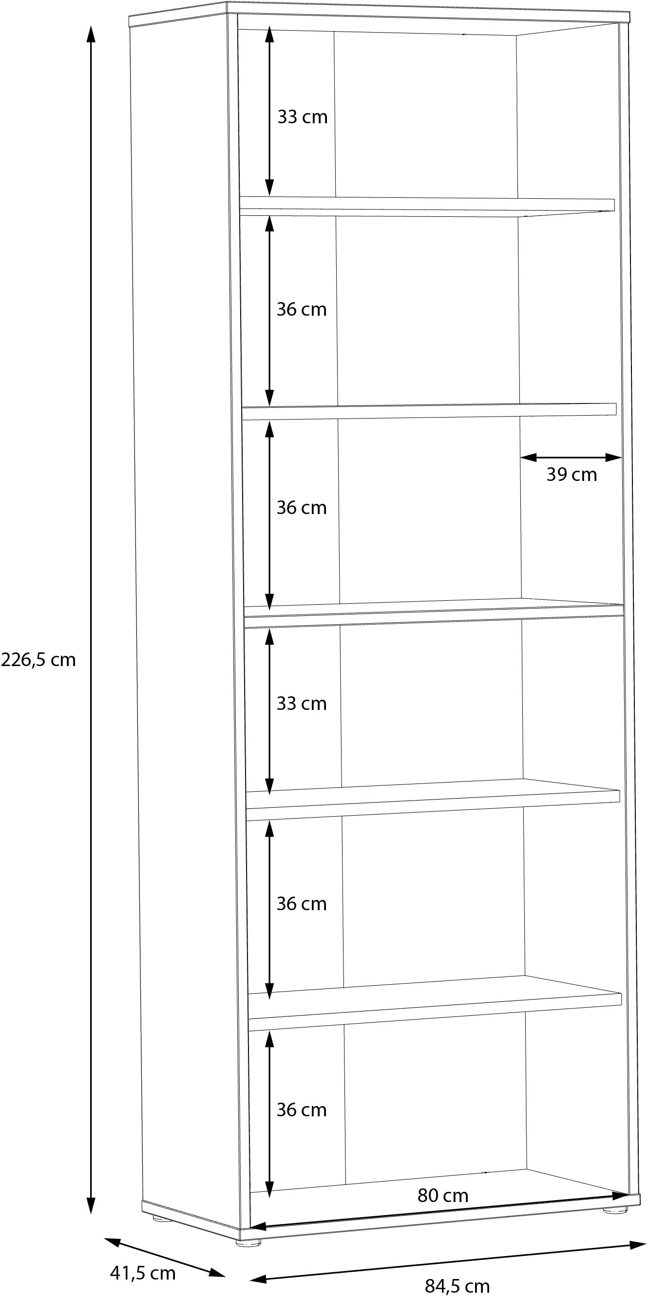 FORTE Aktenregal »Goldsboro«, mit 6 offenen Fächern, unterschiedliche Breiten, Höhe 226,5 cm