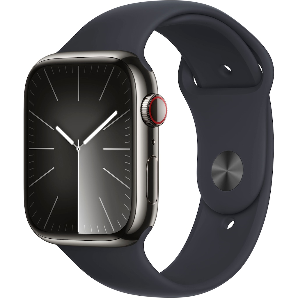 Apple Smartwatch »Watch Series 9 GPS + Cellular Stainless Steel 45mm M/L«, (Watch OS 10)