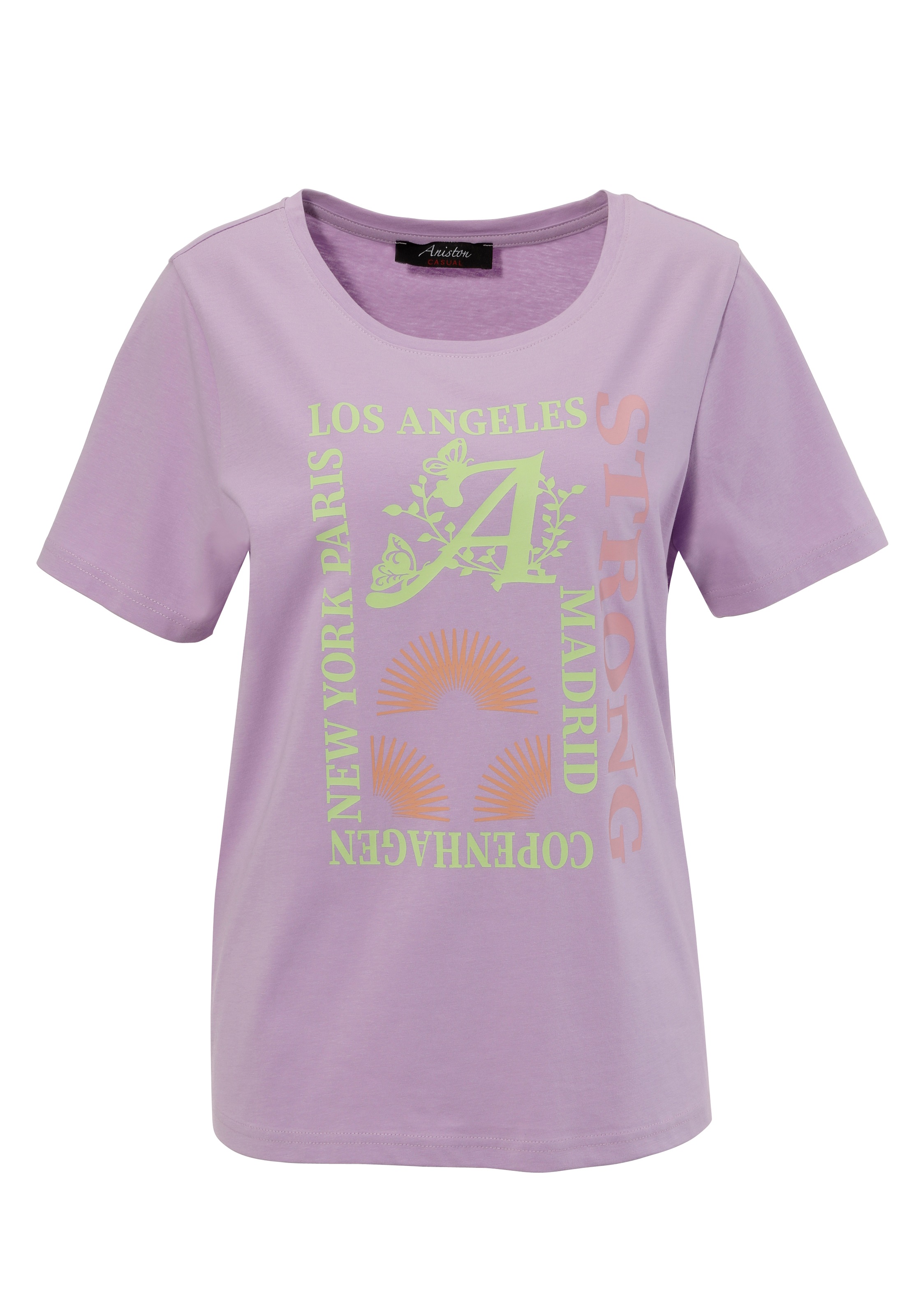 Aniston CASUAL T-Shirt, mit farbharmonischen Frontprint aus Foliendruck
