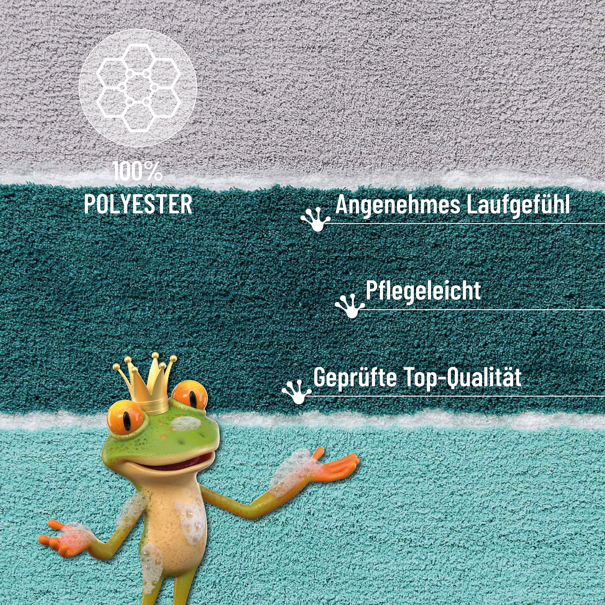 Homie Living Badematte »Rio Marina« Höhe 30 mm rutschhemmend beschichtet fußbodenheizungsgeeignet | schnell trocknend flauschiger Badteppich, modern gestreift, waschbar, Badezimmerteppich