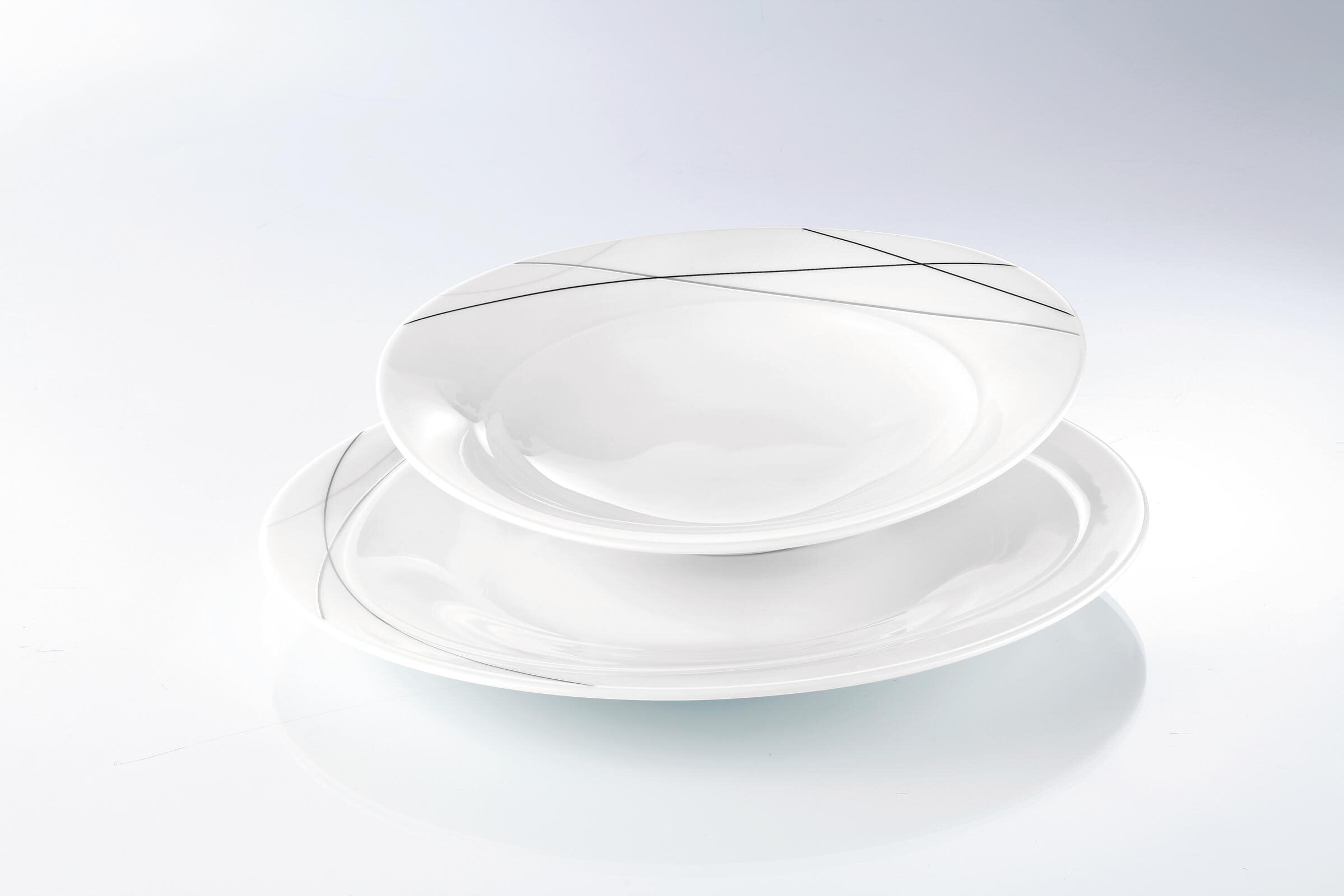 Seltmann Weiden Suppenteller »Suppenteller Trio Highline ø 23,6 cm 6er Set weiß-grau«