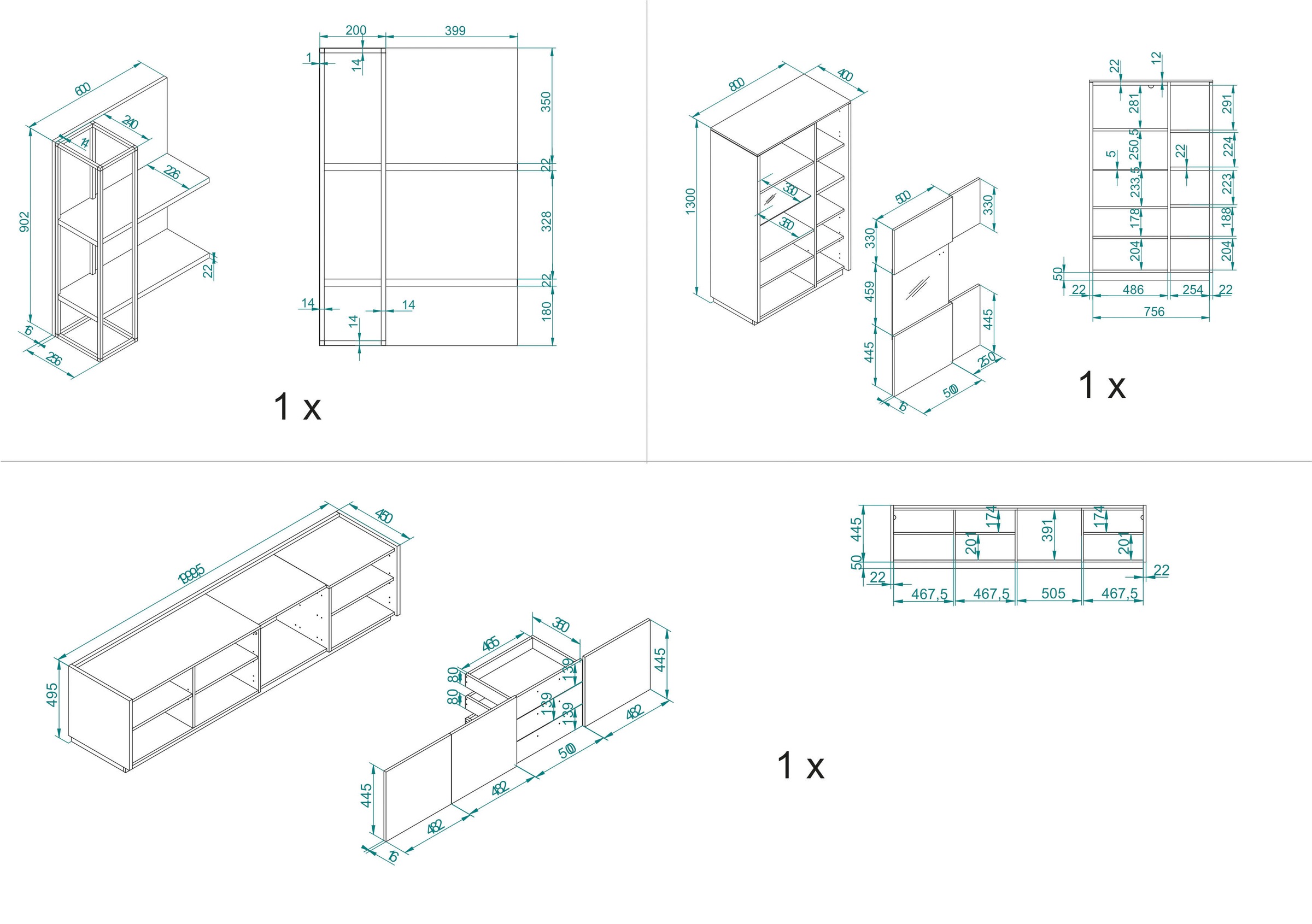 INOSIGN Wohnwand »LARGO«, (Set, 3 St.), mit Soft-Close-Funktion