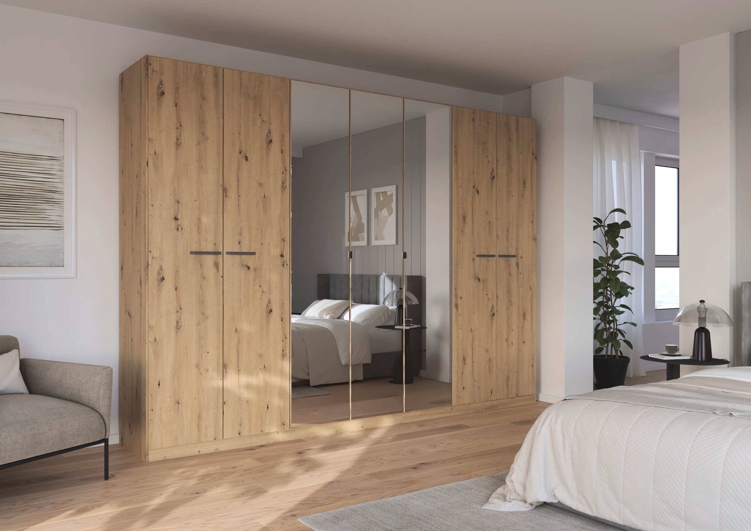 rauch Drehtürenschrank »Kleiderschrank Schrank Garderobe TOPSELLER OTELI inkl. Inneneinteilung«, (erhältlich in Breiten 91-360 cm, ab Breite 136cm inkl. Innenschubladen), mit zusätzlichen Einlegeböden, optional mit Spiegel MADE IN GERMANY