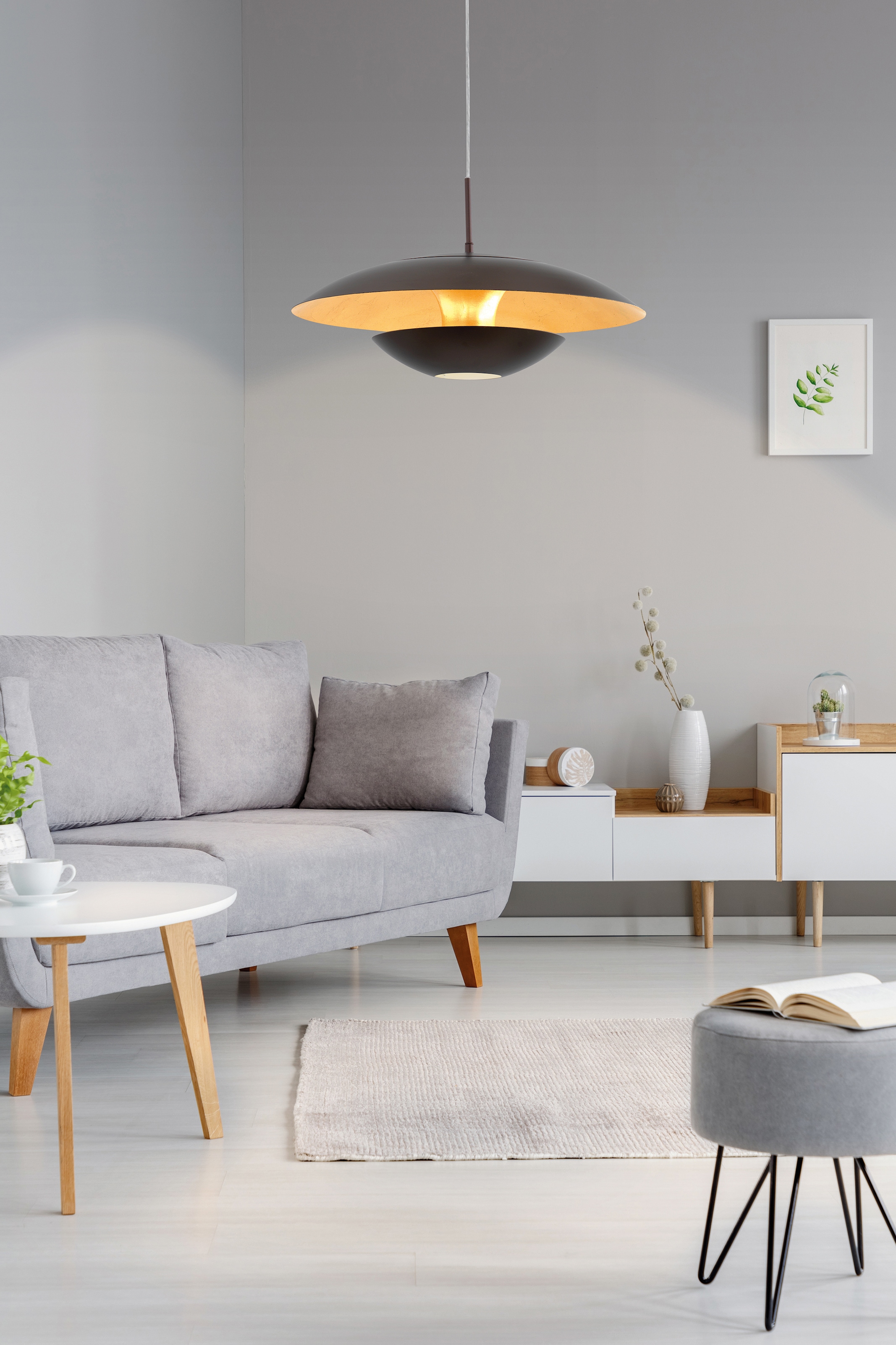 EGLO Hängeleuchte »NUVANO Pendellampe, Stahl, IP20, E27, Esstischlampe, Retro, Hängelampe«, 1 flammig, Leuchtmittel E27 | ohne Leuchtmittel, Hängeleuchte, H110 x Ø48 cm, braun, gold, 1X60W exkl.
