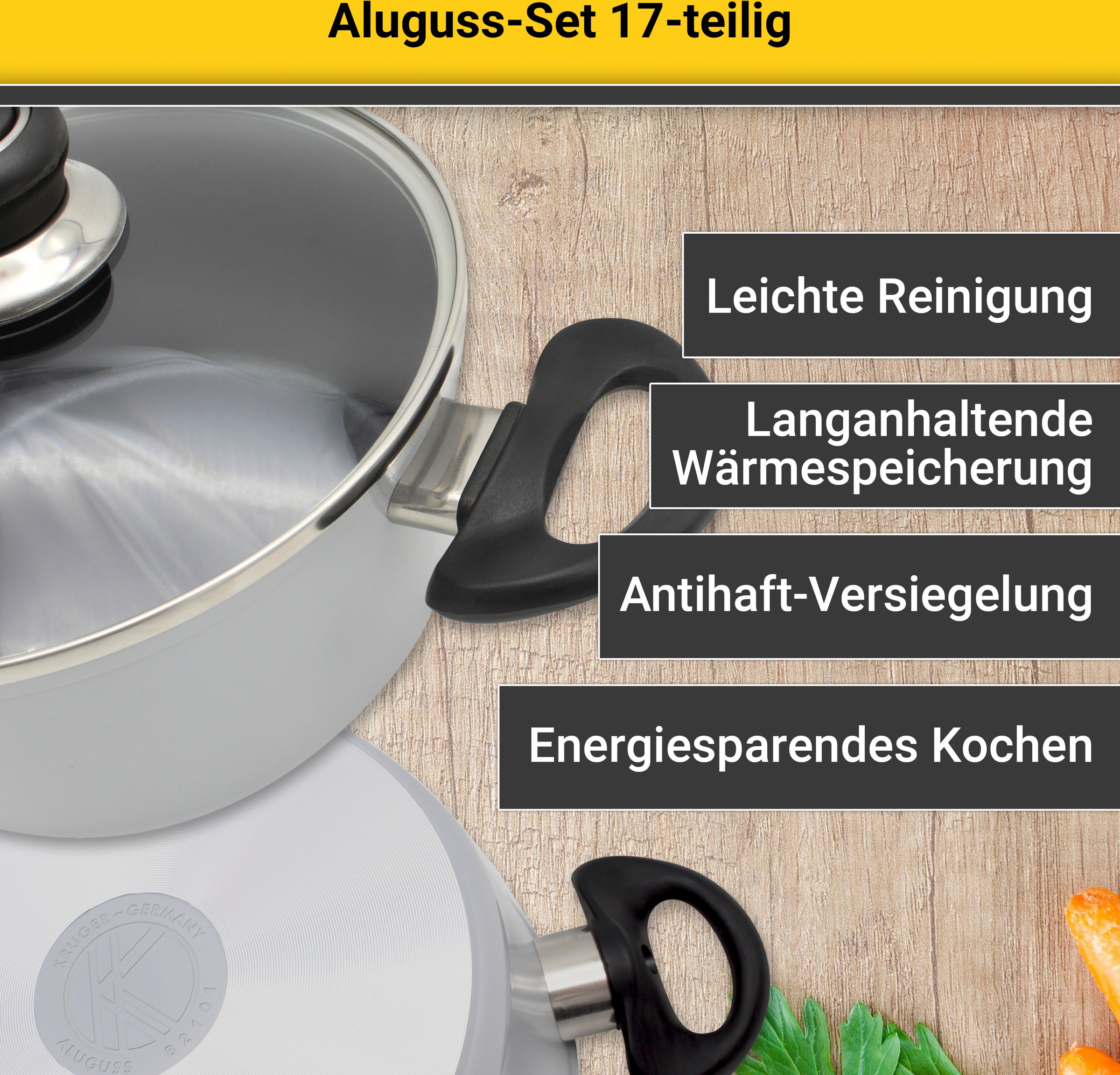 Krüger Topf-Set, Aluminiumguss, (Set, 17 tlg.) bestellen auf Raten