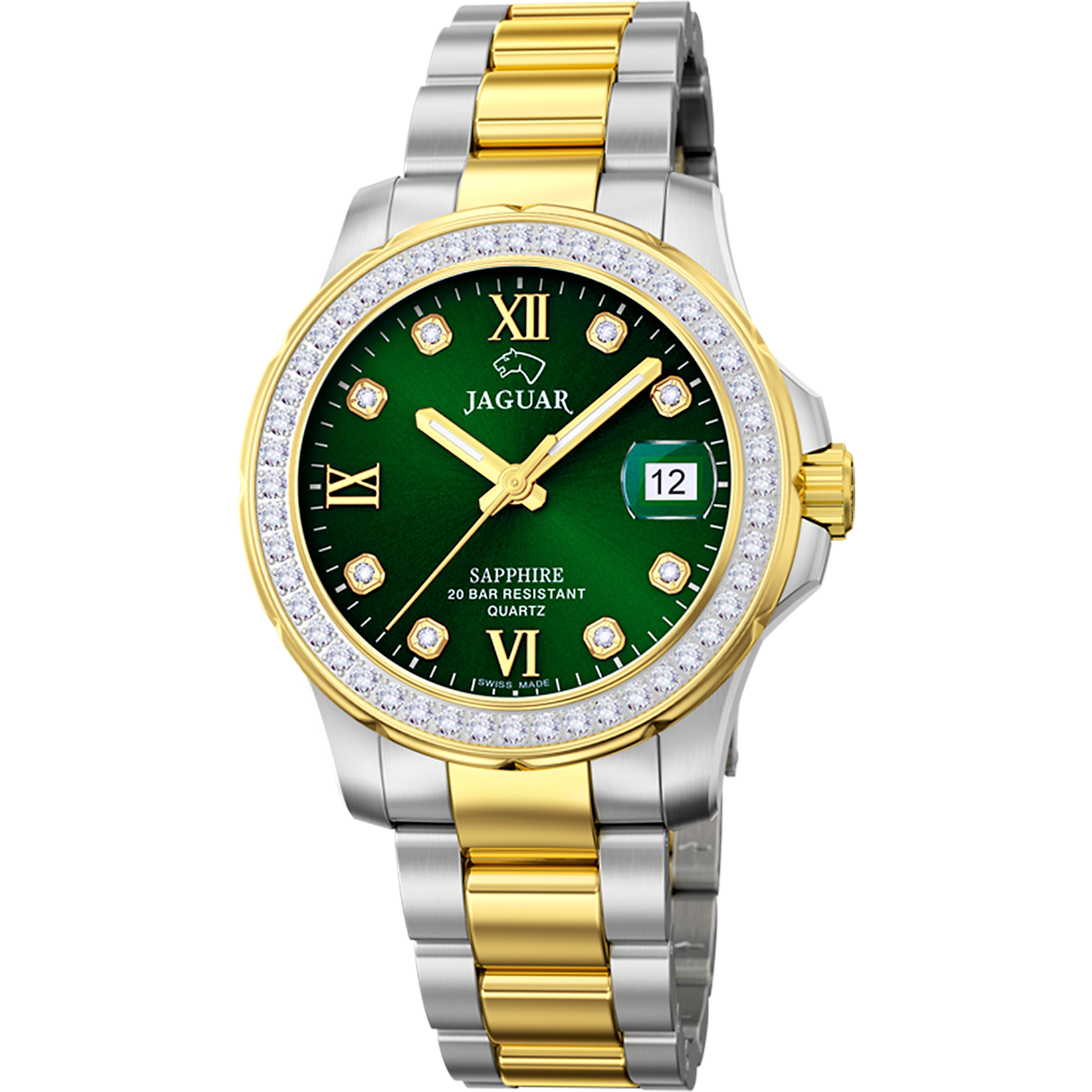 Jaguar Quarzuhr »Executive« Armbanduhr, Damenuhr, Swiss Made, Edelstahlarmband, Analog, Tag