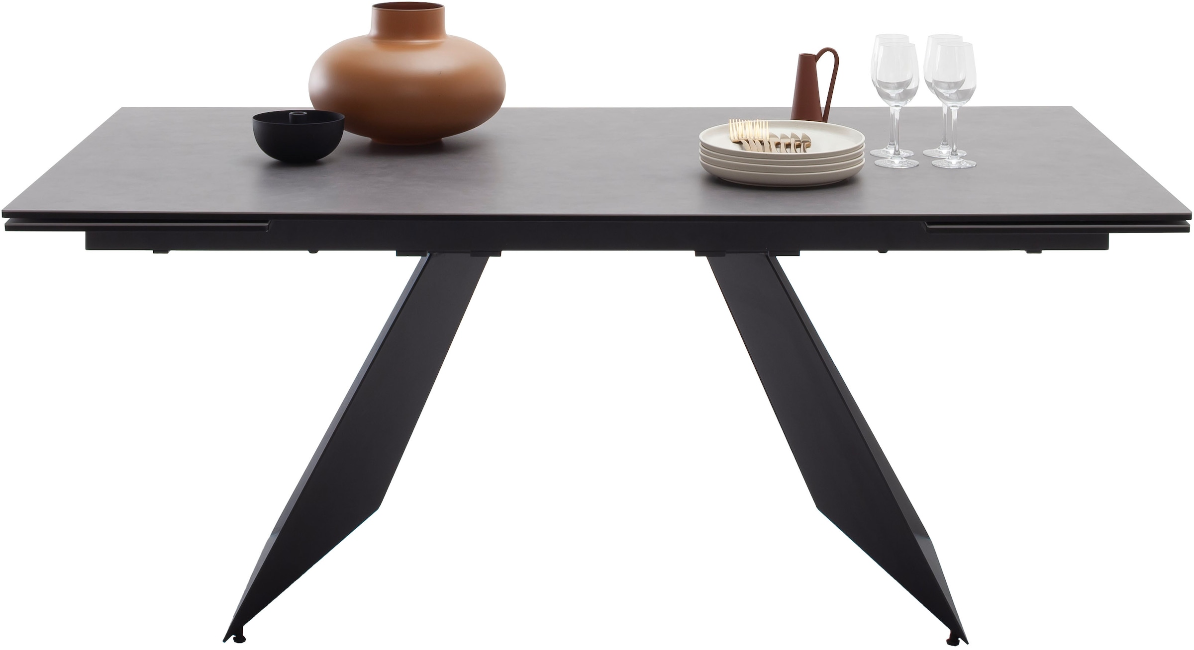 MCA furniture Esstisch »Nagoya« 1 Stk. tlg. Auszugstisch, Stirnauszug, Metallgestell, Keramik, Sicherheitsglas