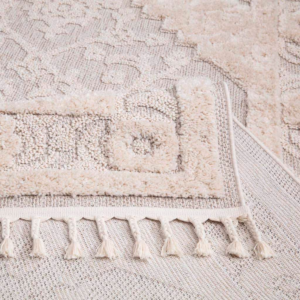 Carpet City Hochflor-Teppich »Valencia 732«, rechteckig, 20 mm Höhe, Läufer, Boho-Stil, 3D-Effekt, Relief, Hoch-Tief-Struktur, mit Fransen