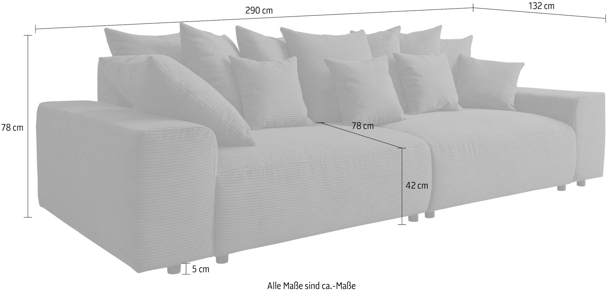 WERK2 Big-Sofa »Maxi Breite 290 cm, modern & bequem, viel Platz auf diesem Mega Sofa« Cord, XXL