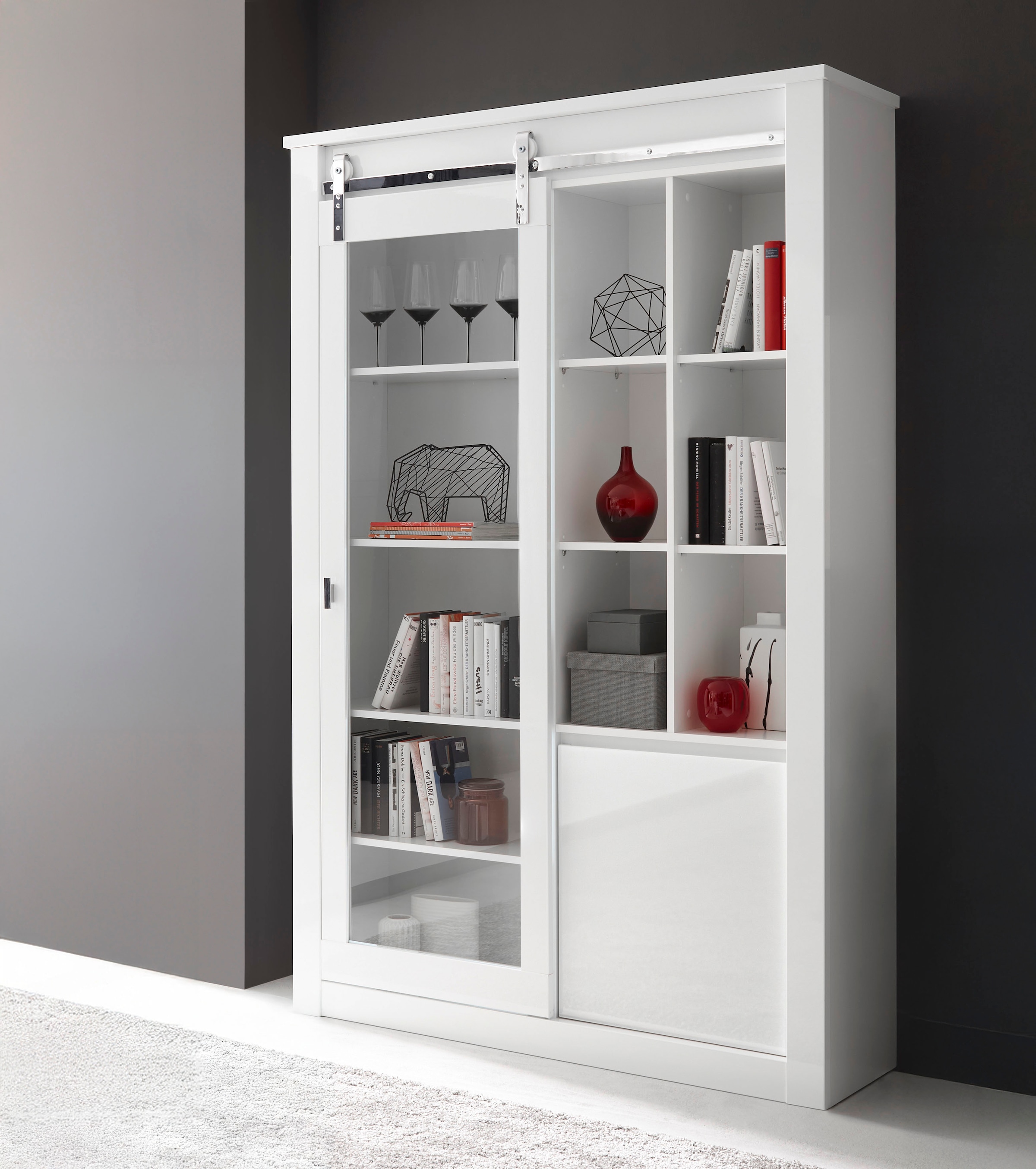 Home affaire Vitrine »Daytona, moderner Hochschrank, Glasvitrine in Weiß Hochglanz«