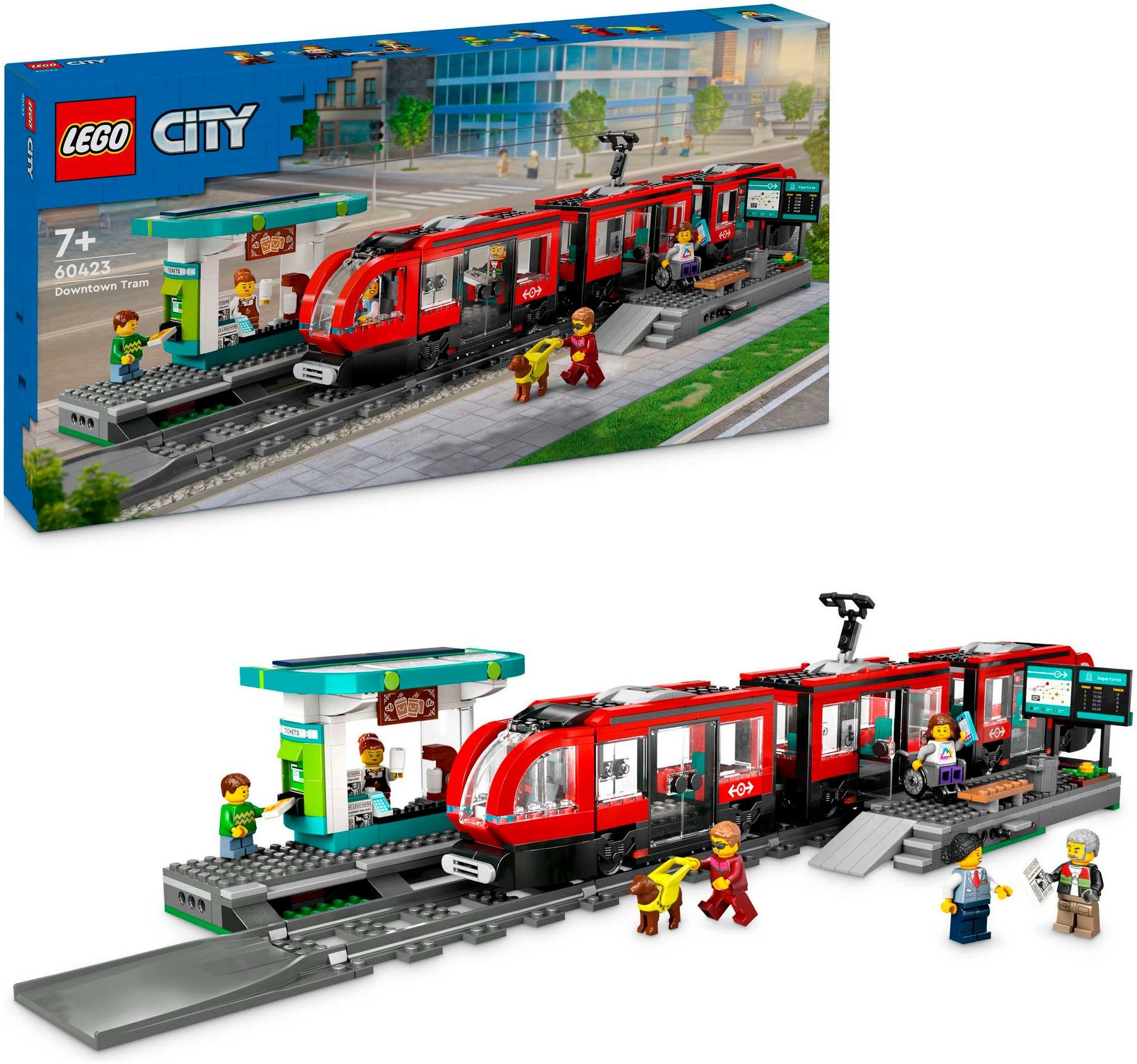 LEGO® Konstruktionsspielsteine »Straßenbahn mit Haltestelle (60423), LEGO LEGO City«, (811 St.), Made in Europe