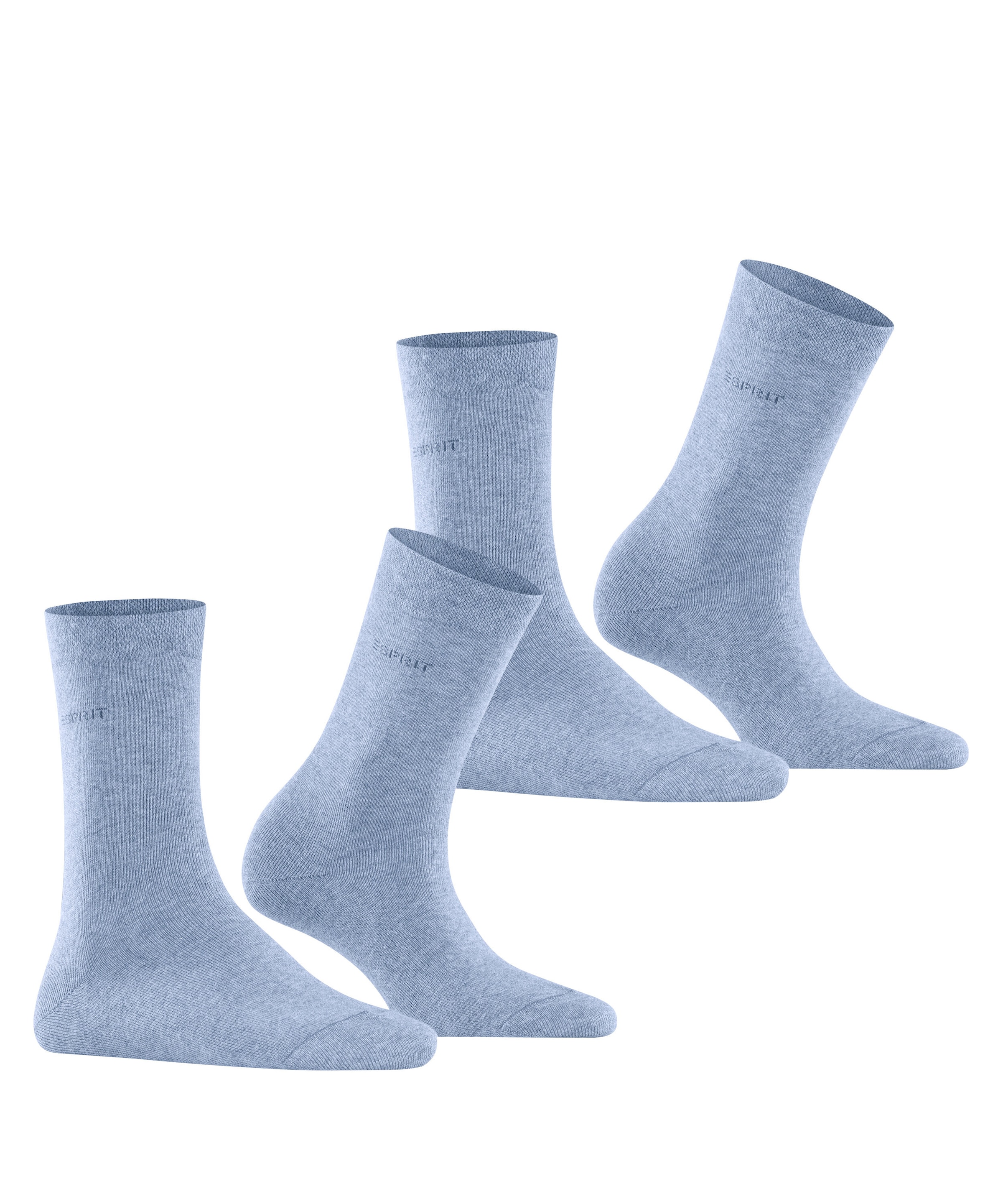 Esprit Socken »Basic Easy«, (2 Paar, 2er Pack), ohne einschneidendes Bündchen, Basic-Socke, Uni-Strümpfe atmungsaktiv