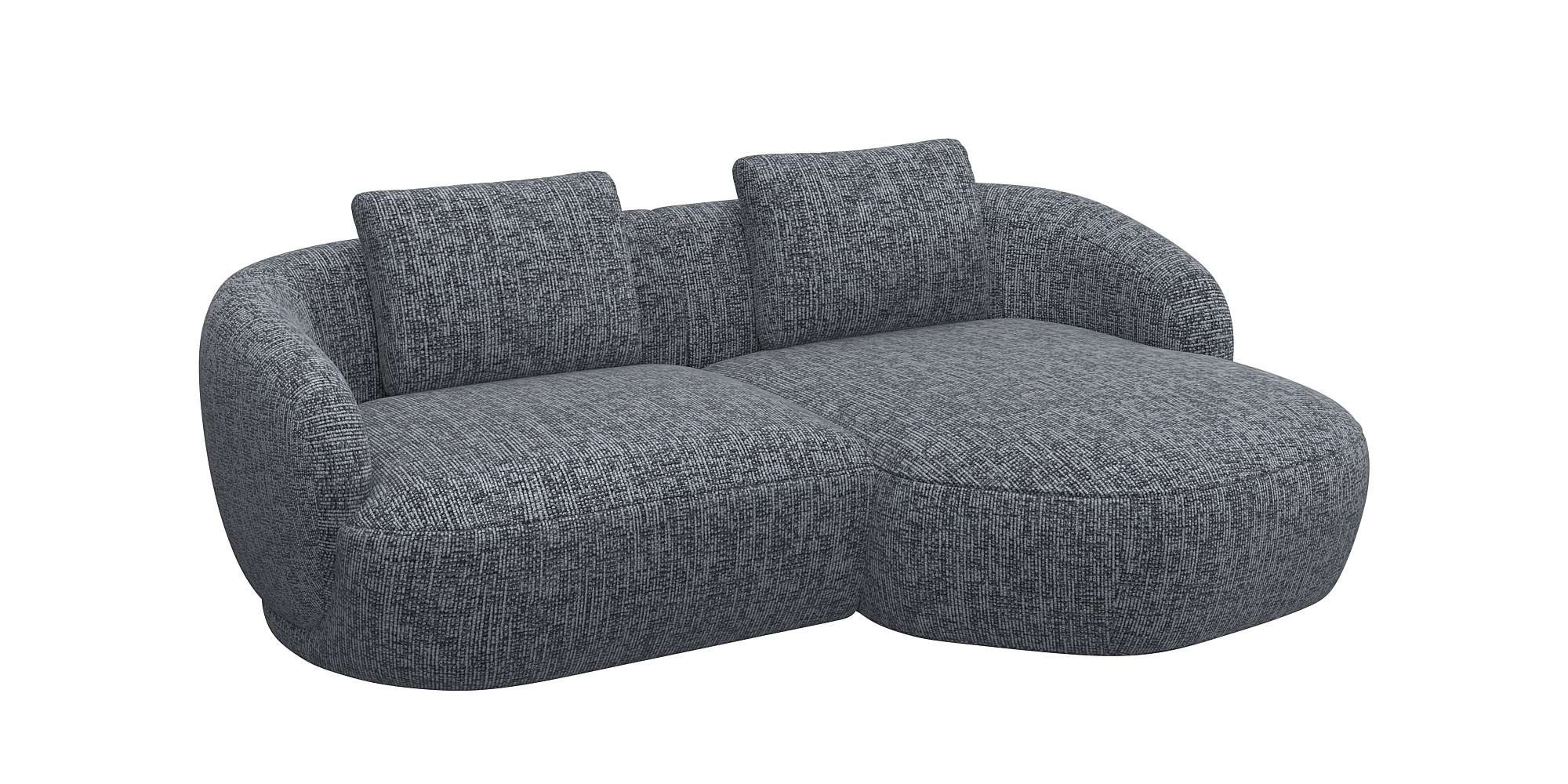 FLEXLUX Wohnlandschaft »Torino, rund, L-Form, Sofa-Ecke mit Recamiere, Longchair-Sofa«, Modernes, organisches Sofa-Design, Kaltschaum, Wellenunterfederung