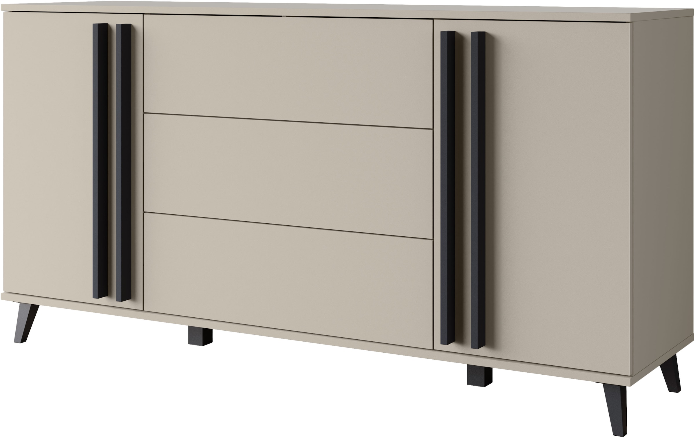 INOSIGN Sideboard »Helsinki, Kommode mit 2 Türen und 3 Schubladen, Breite 150 cm«, (1 St.), Push-to-Open-Schubladen, höhenverstellbare Einlegeböden