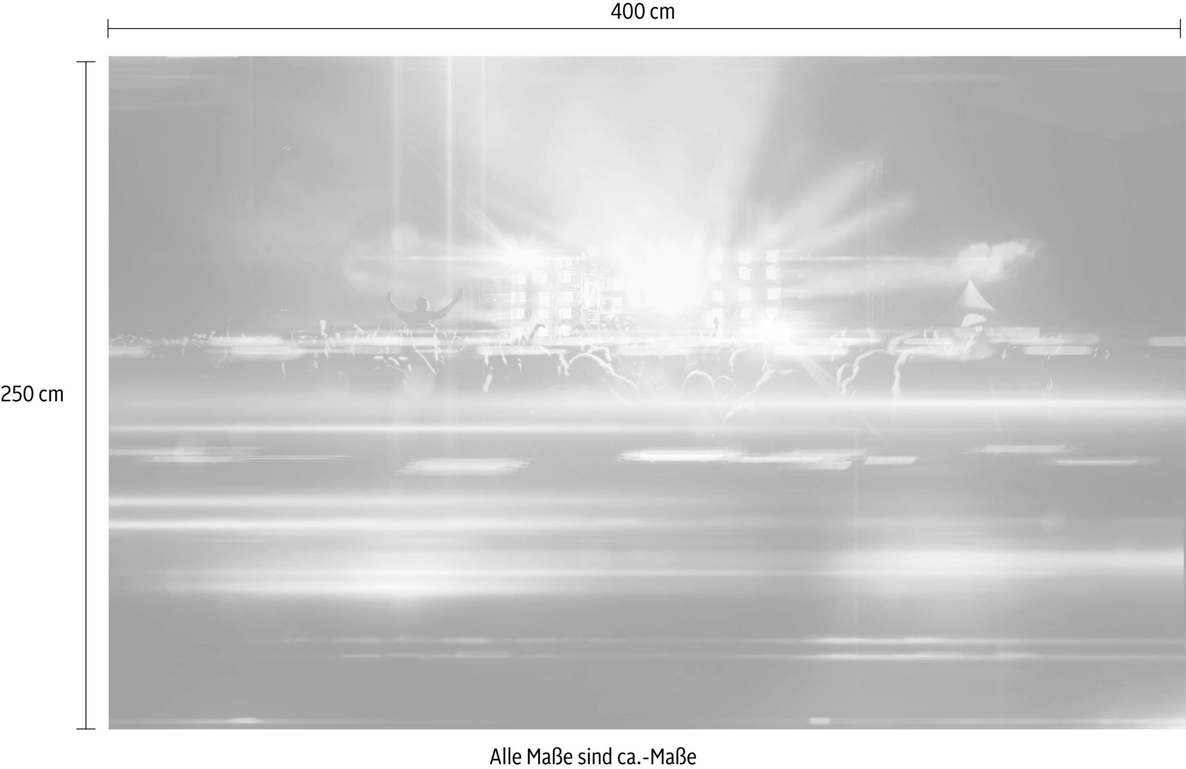 Komar Vliestapete »Digitaldruck Vlies - Open Air Electro - Größe 400 x 250 cm«, bedruckt, Wohnzimmer, Schlafzimmer