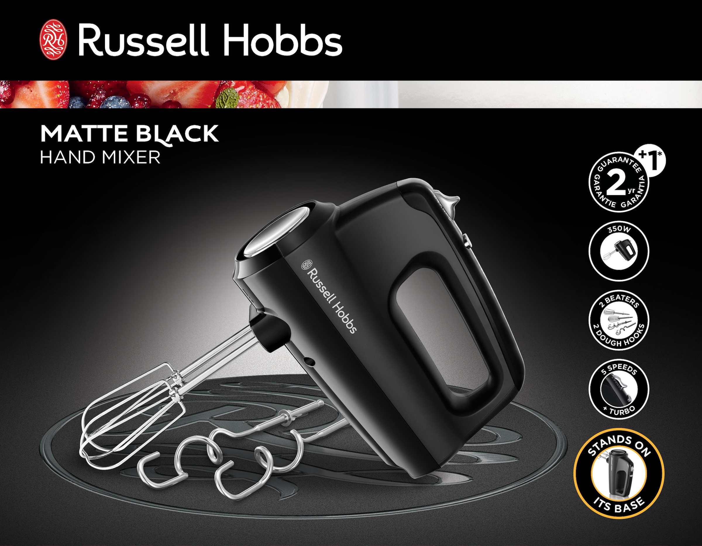 RUSSELL HOBBS Handmixer »Matte Geschwindigkeitsstufen 24672-56«, bestellen online 350 W, Black Turbofunktion & 5