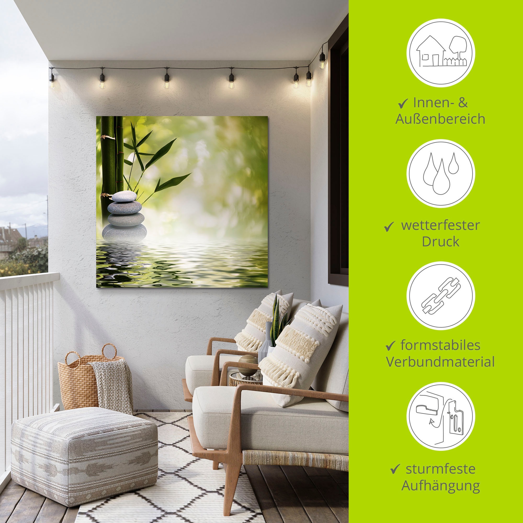 Artland Wandbild »Asiatische Spa Steine«, Spa, (1 St.), als Alubild, Outdoorbild, Leinwandbild, Poster, Wandaufkleber