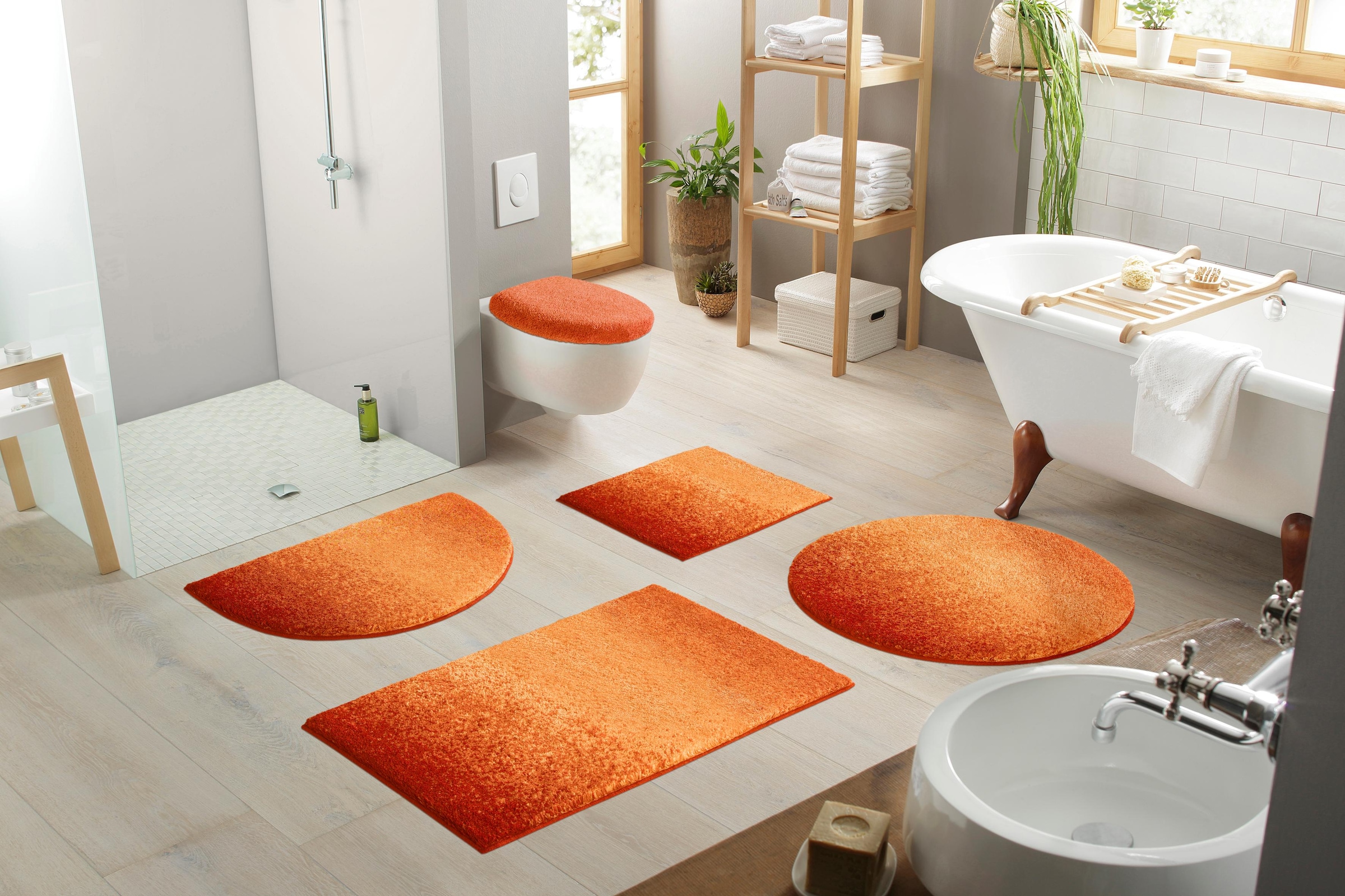 Grund Badematte »Mistral«, rutschhemmend beschichtet, fußbodenheizungsgeeignet, meliertes Design, Ombré-Look, auch als 3 teiliges Set, Made in Europe