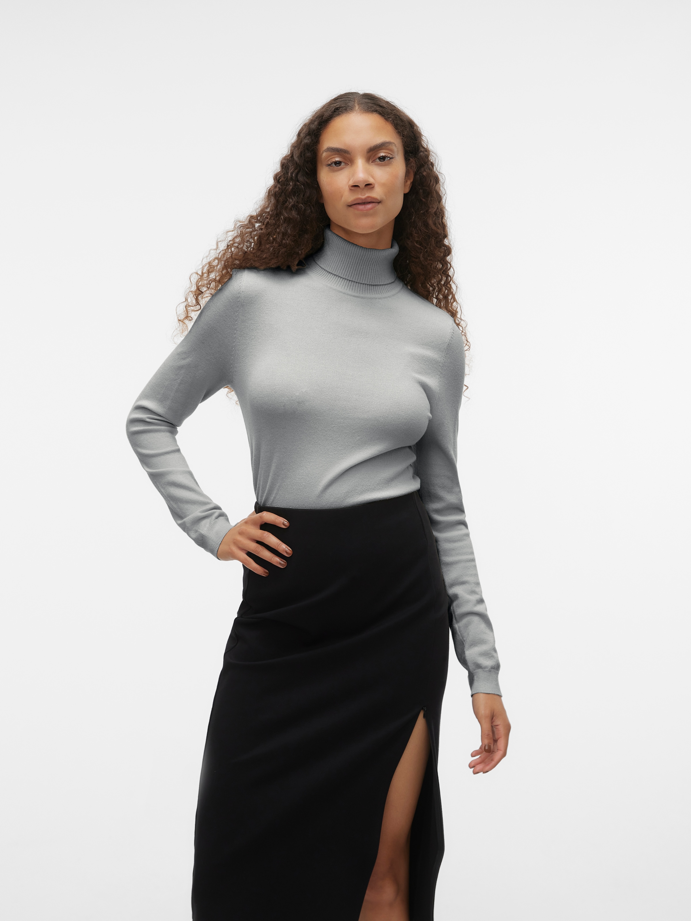 Vero Moda Rollkragenpullover »VMHAPPINESS LS ROLLNK PULLOVE GA BOO REP« Viskosemischung, slim fit