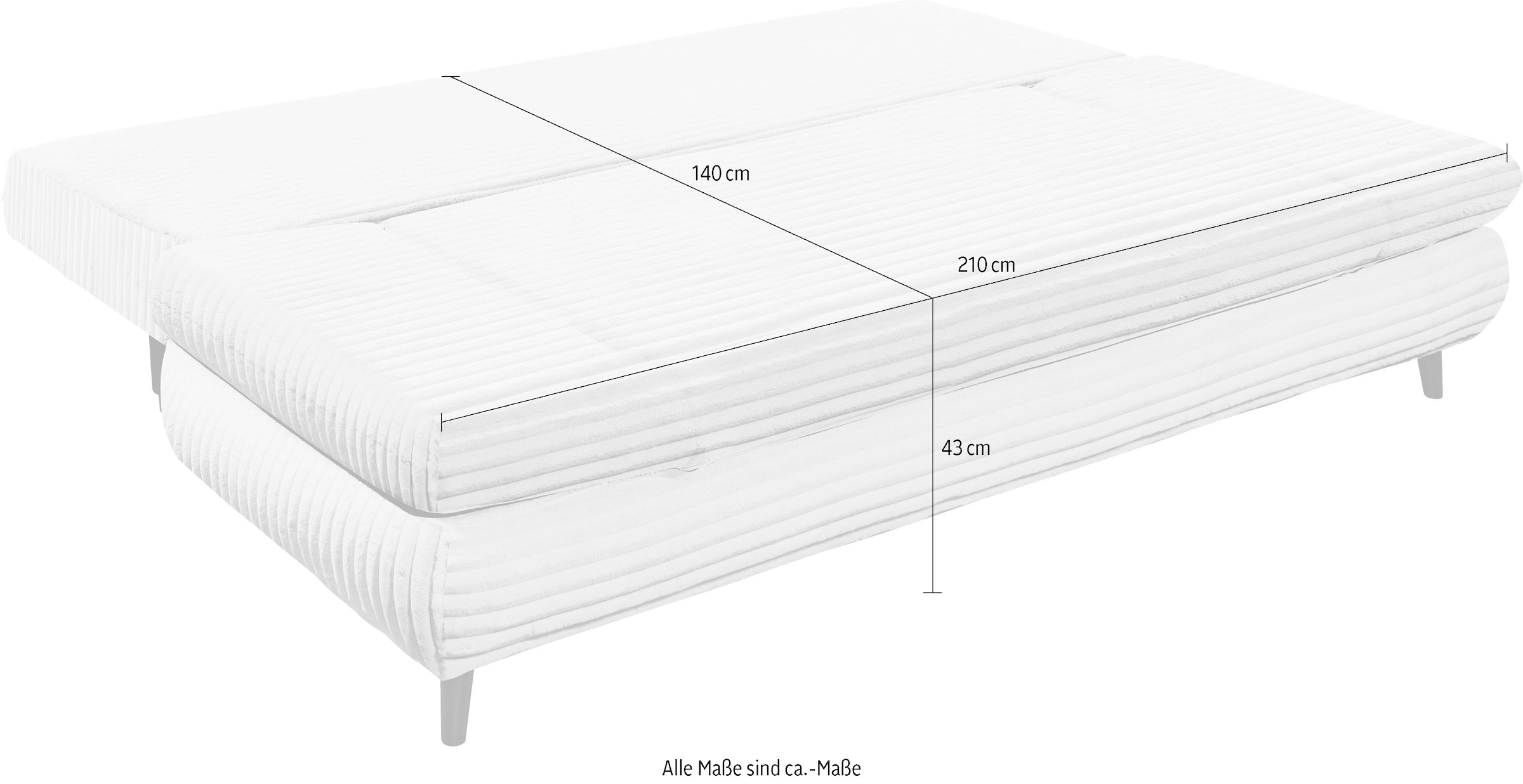 ED EXCITING DESIGN Schlafsofa »Sunny«, mit Bettkasten, Armteilverstellung & 2 Rückenkissen