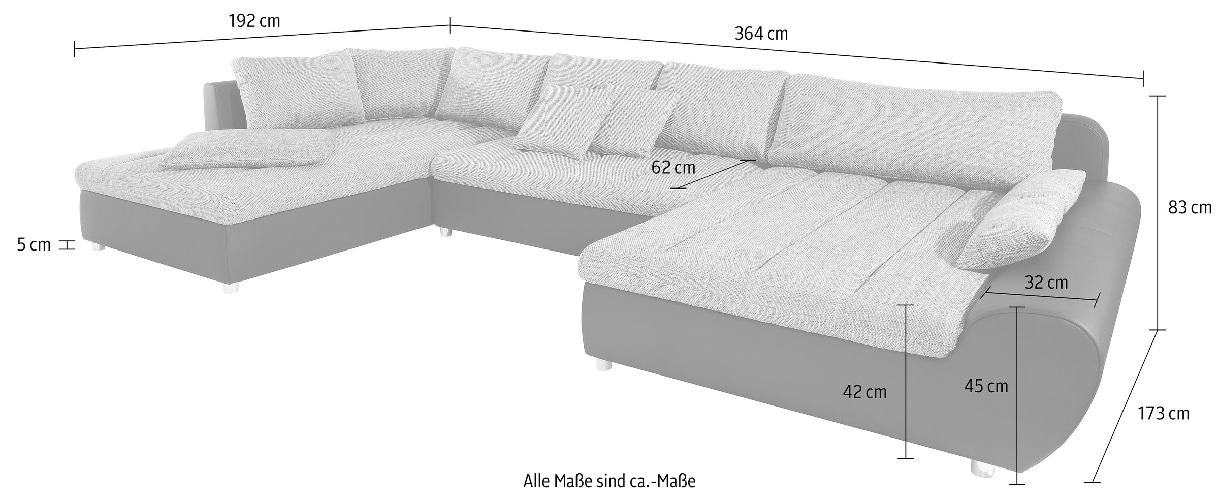 sit&more Wohnlandschaft »Bandos U-Form«, in 2 unterschiedlichen Größen, wahlweise mit Bettfunktion + Bettkasten