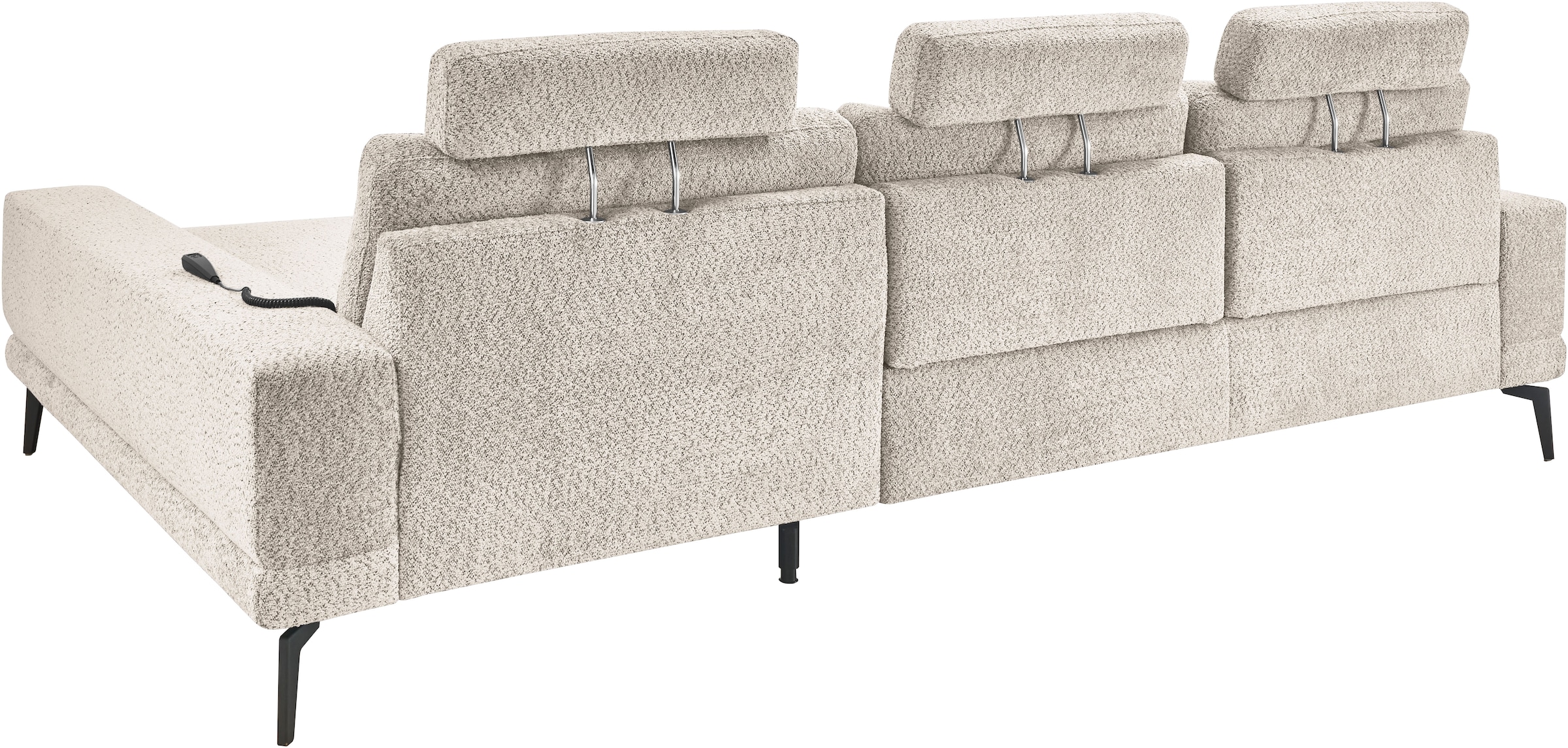 set one by Musterring Ecksofa »SO 3600, inkl motor. Sitztiefenverstellung, Kopfstützen, Nierenkissen«, Sitzhöhe 44 cm, Federkern, Breite 293 x Tiefe 180 cm, Kama sand