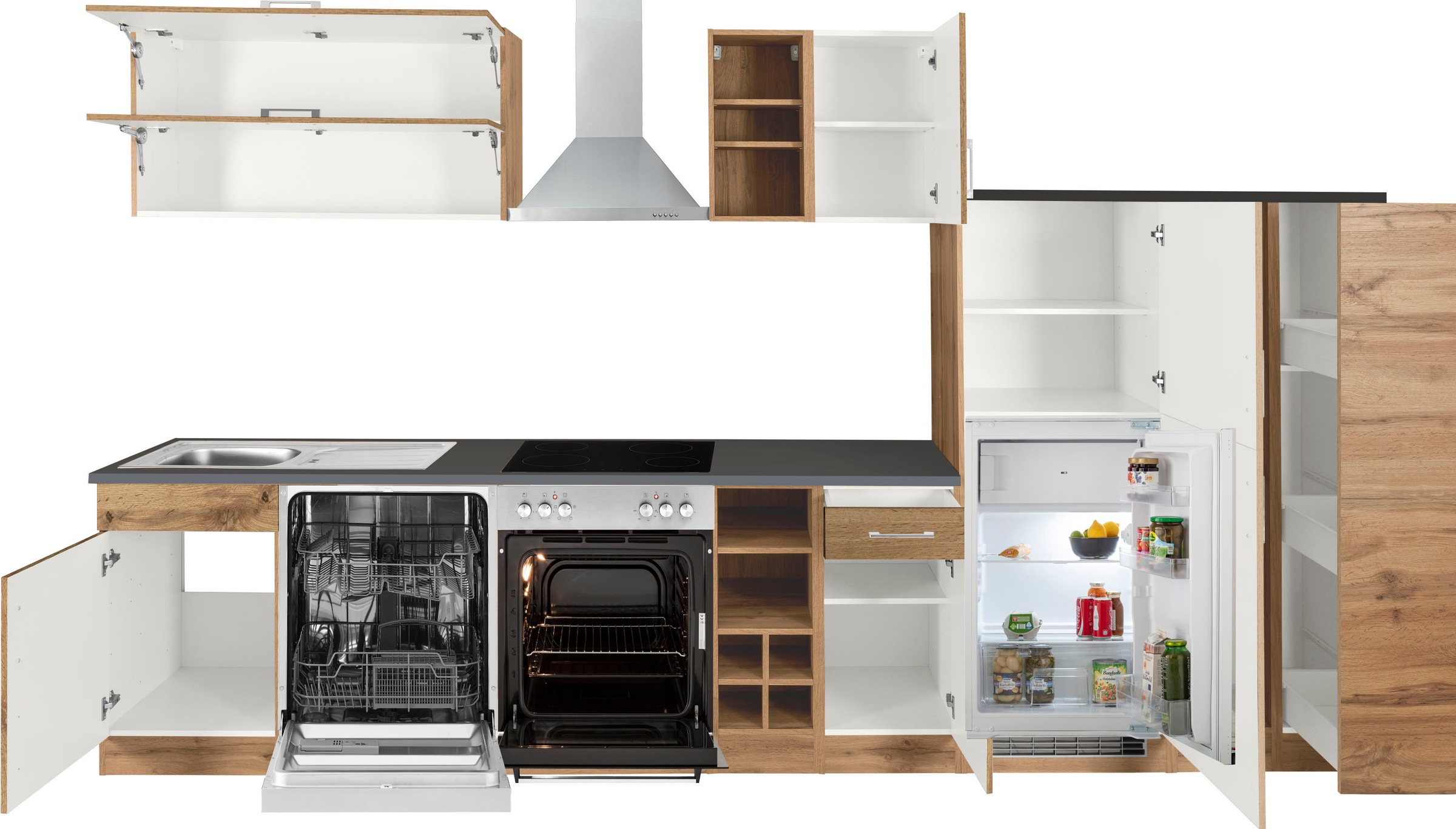 KOCHSTATION Küchenzeile »KS-Colmar«, mit E-Geräten, Breite 360 cm