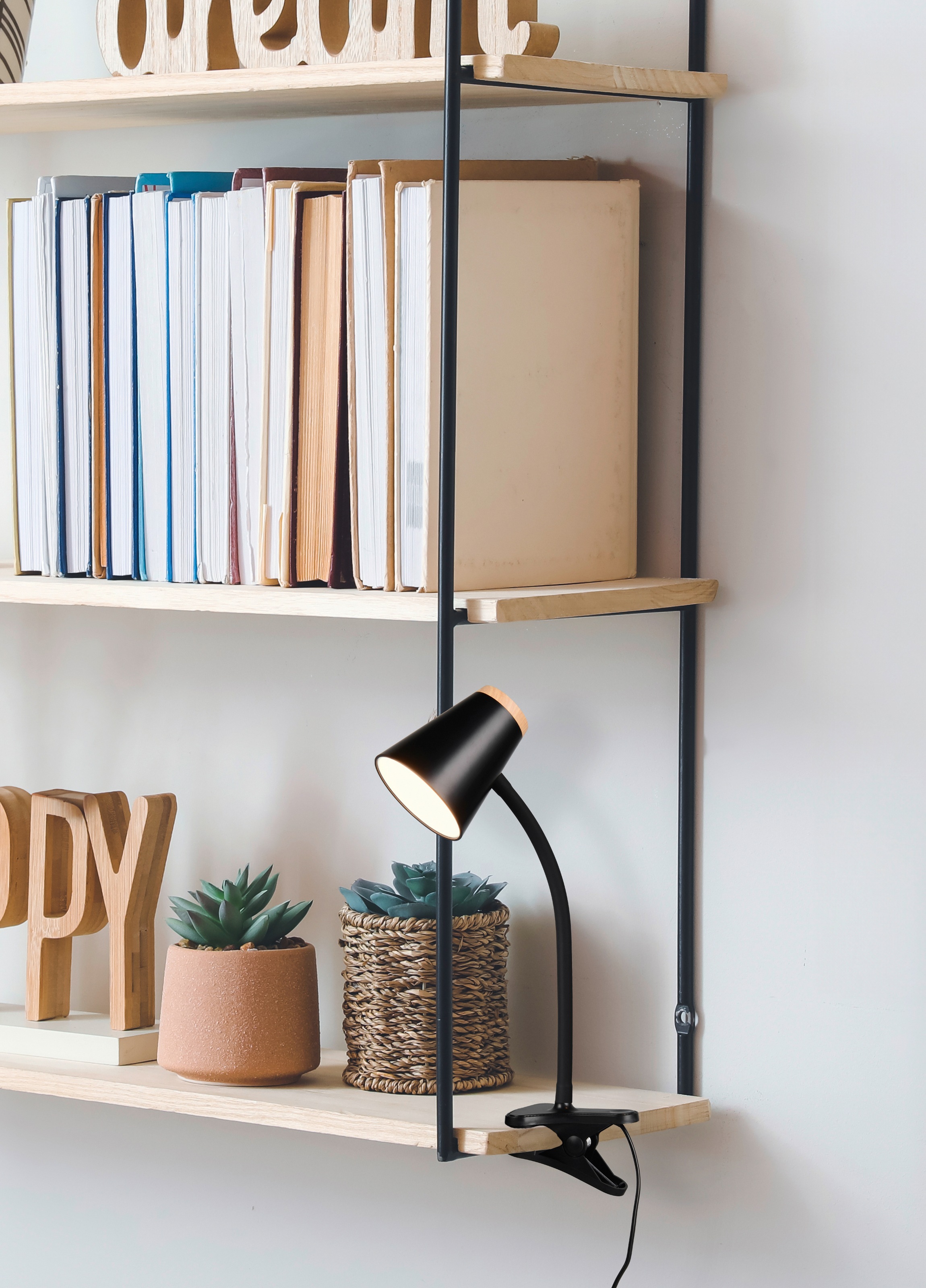 REALITY Leuchten LED Klemmtischleuchte »PONGO, LED Klemmleuchte mit Kabel und Kippschalter, 4,5W 500 Lumen«, 1 flammig, Leuchtmittel LED-Board | LED fest integriert, 3000K warmweiß, verstellbare Klemmleuchte, Klammer 1-3 cm weit, H.33cm