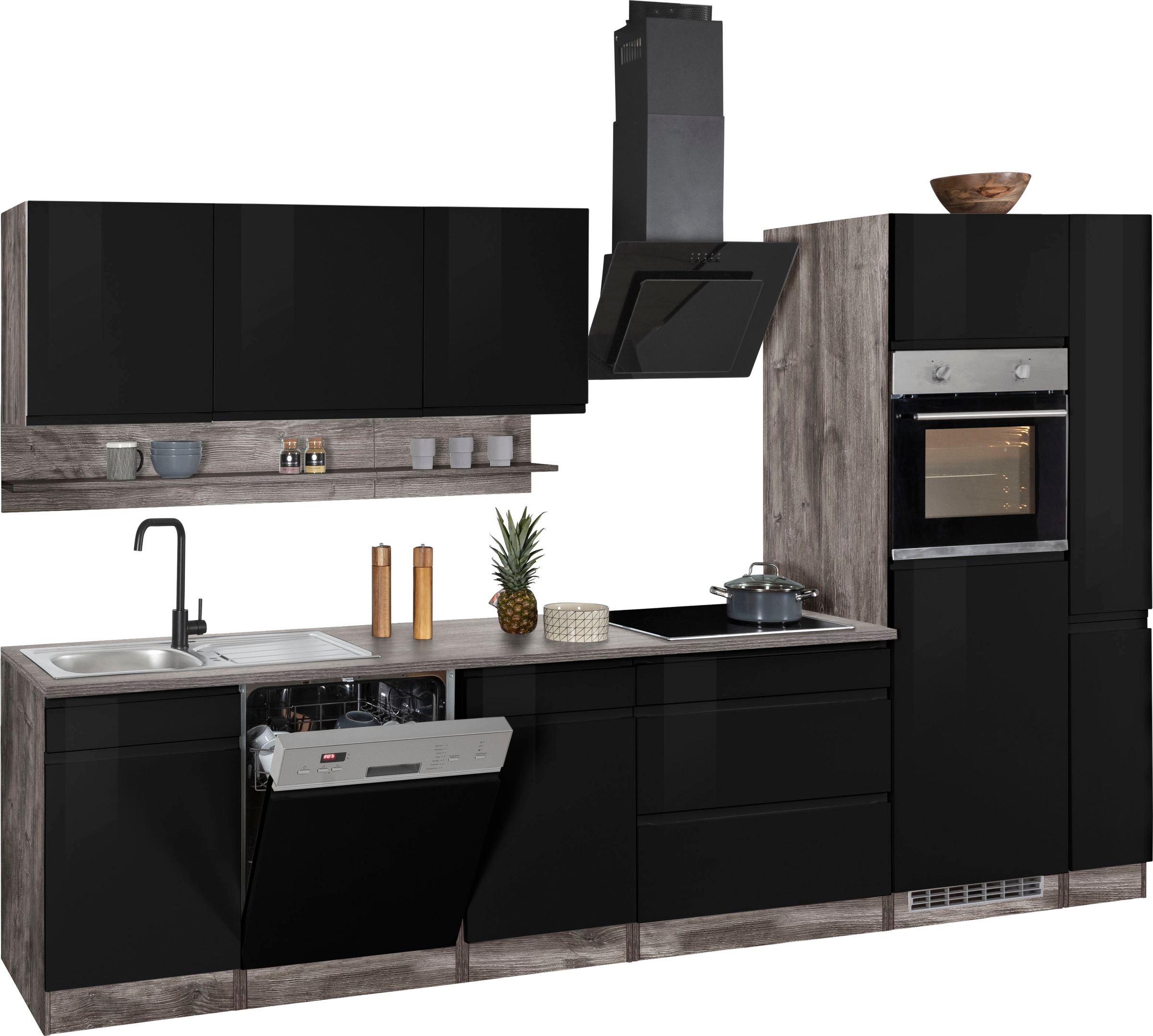 KOCHSTATION Küchenzeile »KS-Virginia«, Breite 330 cm, ohne E-Geräte