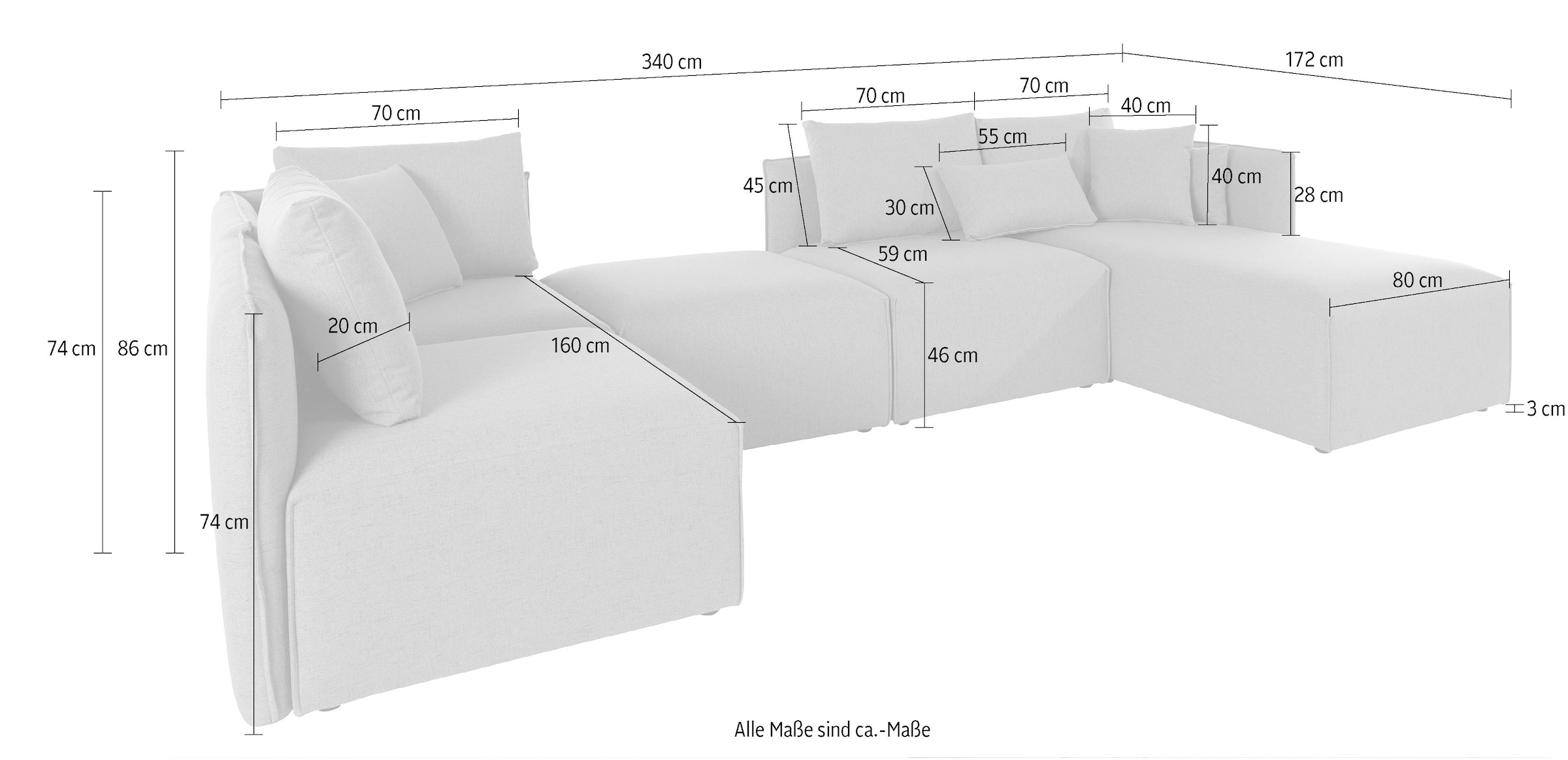 OTTO home Wohnlandschaft »Nöre U-Form« 5 Teile, in vielen Bezugsqualitäten und Farben s. auch "Nöre"