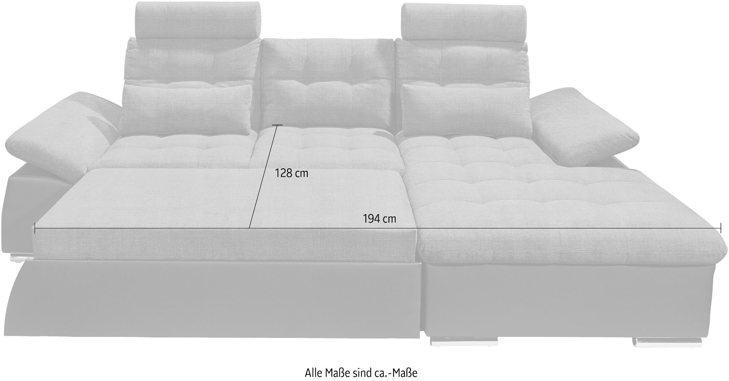ED EXCITING DESIGN Ecksofa »Jakarta L-Form«, mit Bettfunktion, Armteilverstellung, Kopfstützen & 2 Nierenkissen