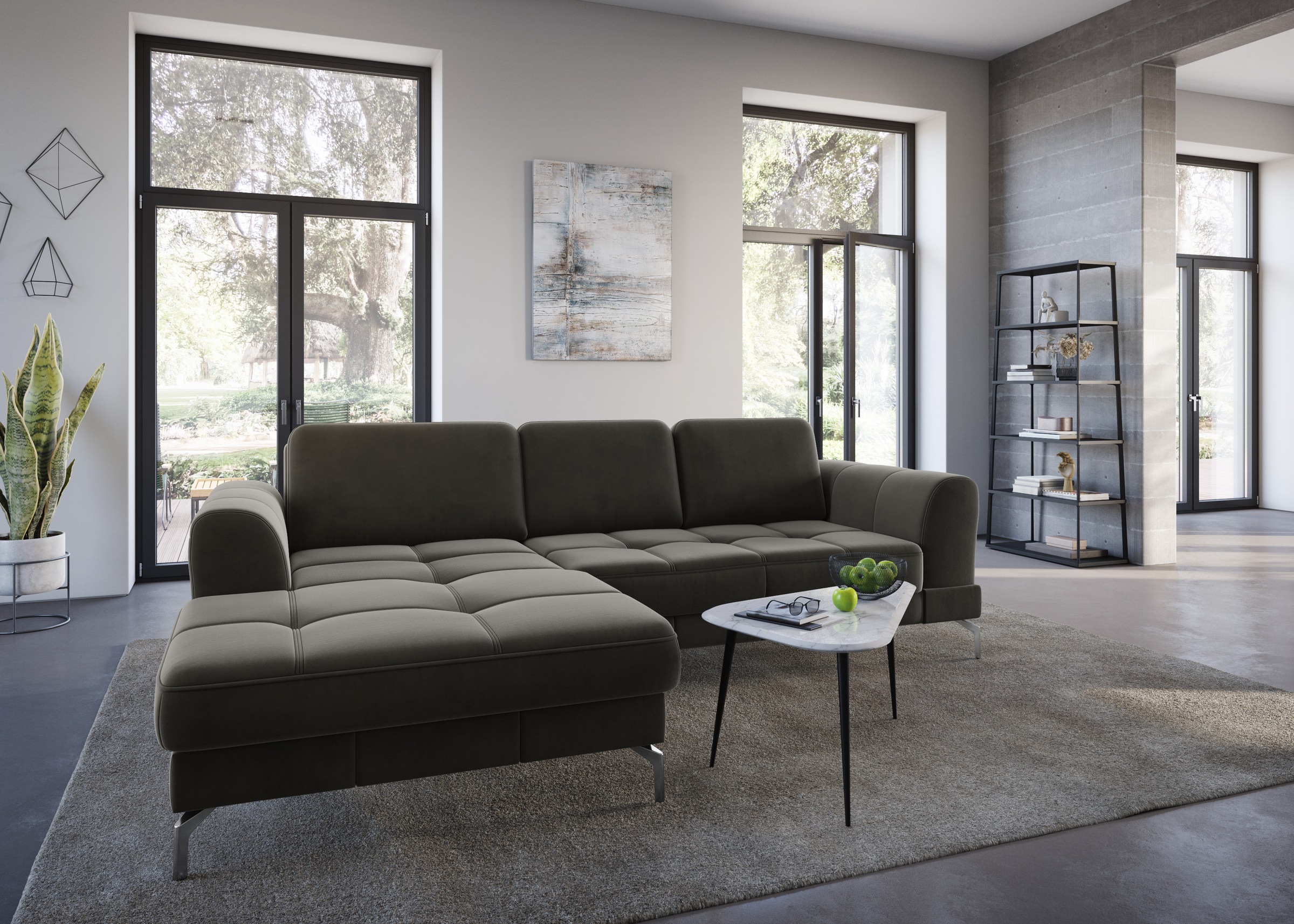 sit&more Ecksofa »Bendigo L-Form«, inklusive Sitztiefenverstellung, Bodenfreiheit 15 cm, 2 Fußfarben