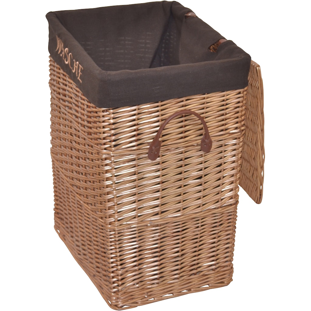 HOFMANN LIVING AND MORE Wäschekorb, aus Weide, handgefertigt mit herausnehmbarem Stoffeinsatz, 47x35x61cm