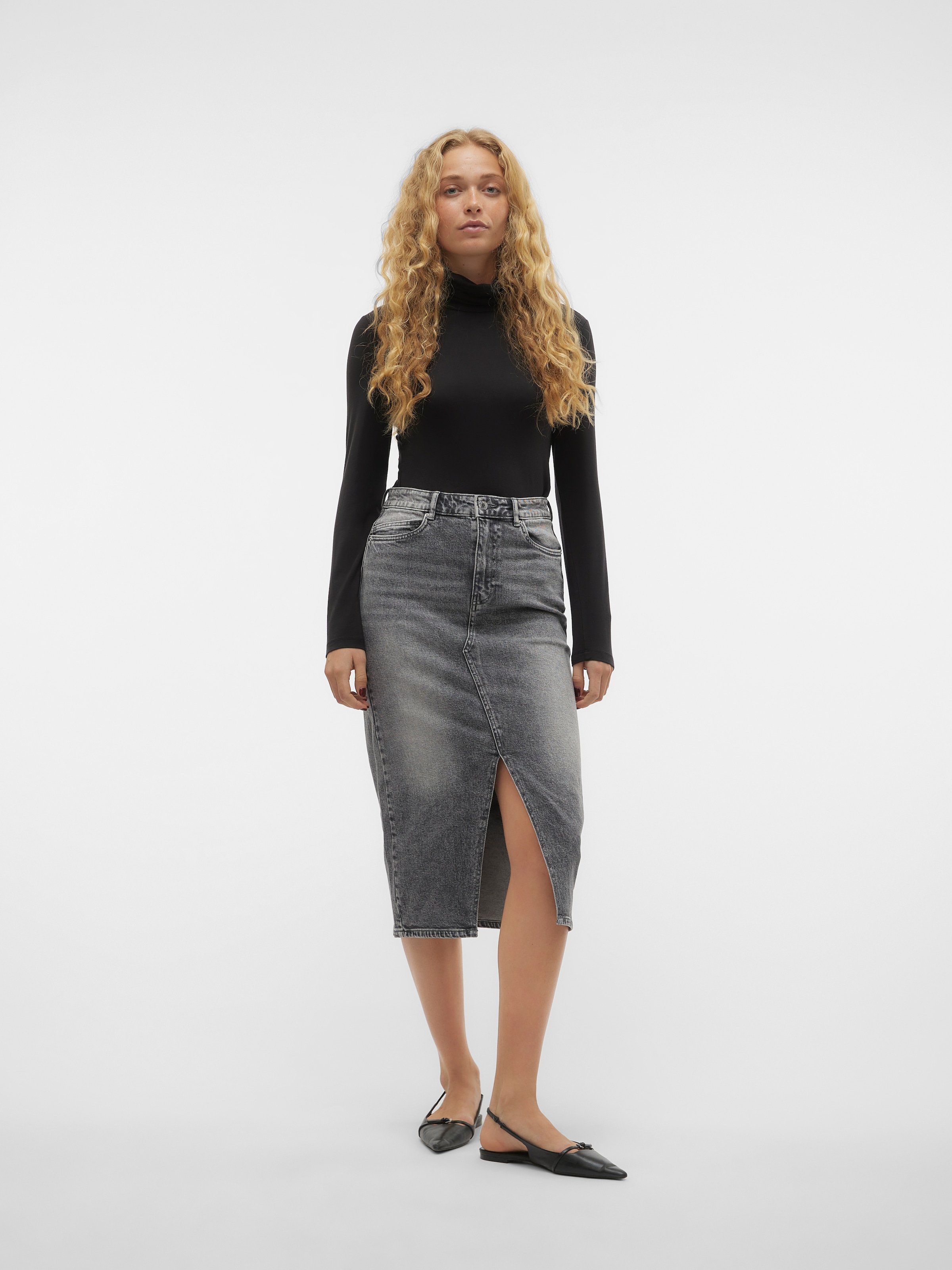 Vero Moda Maxirock »VMVERI HR CALF DENIM SKIRT GA NOOS«