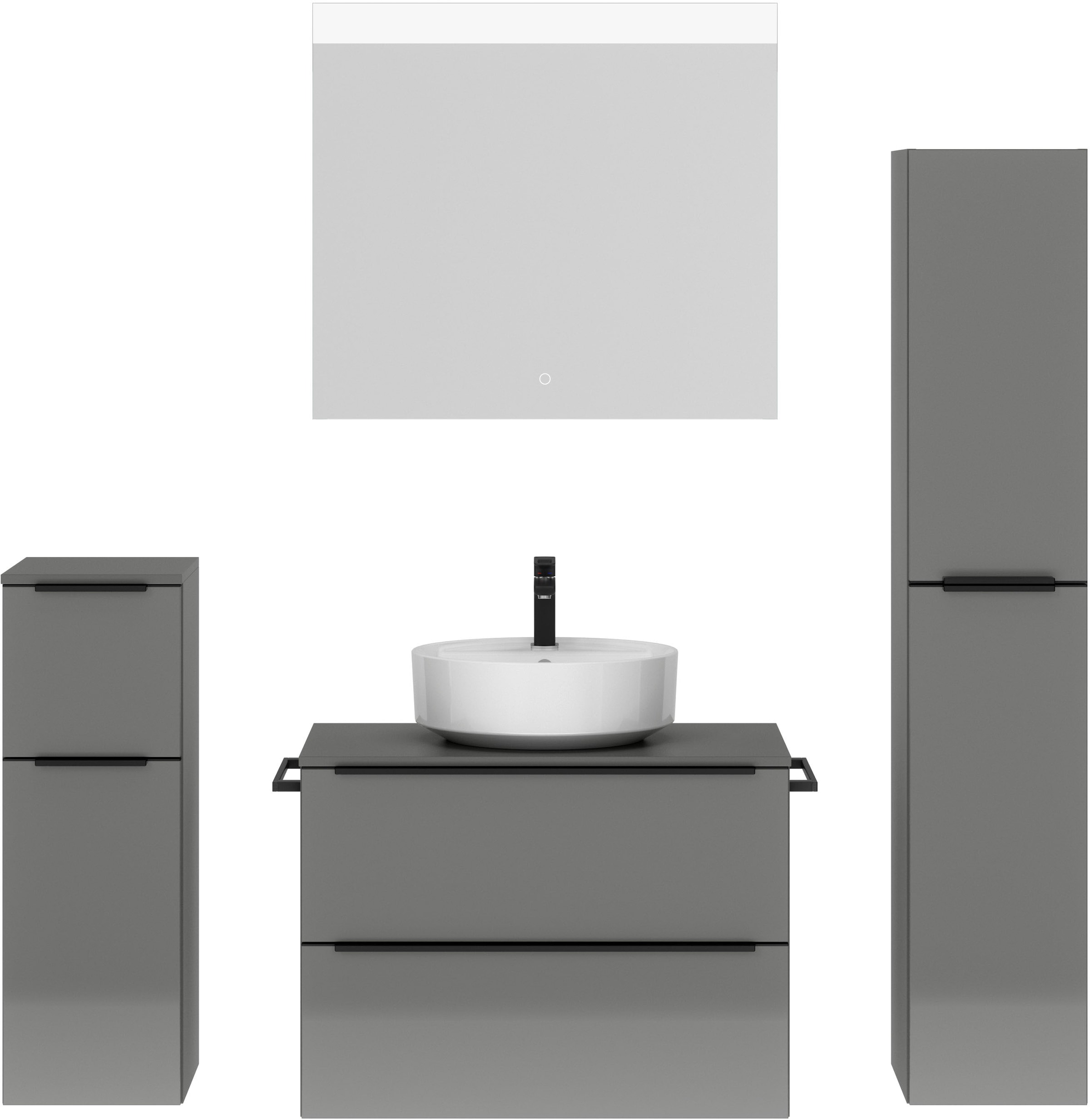 nobilia® Badmöbel-Set »Alvene«, (4 St., vormontiert, mit Soft-Close), Hochg günstig online kaufen