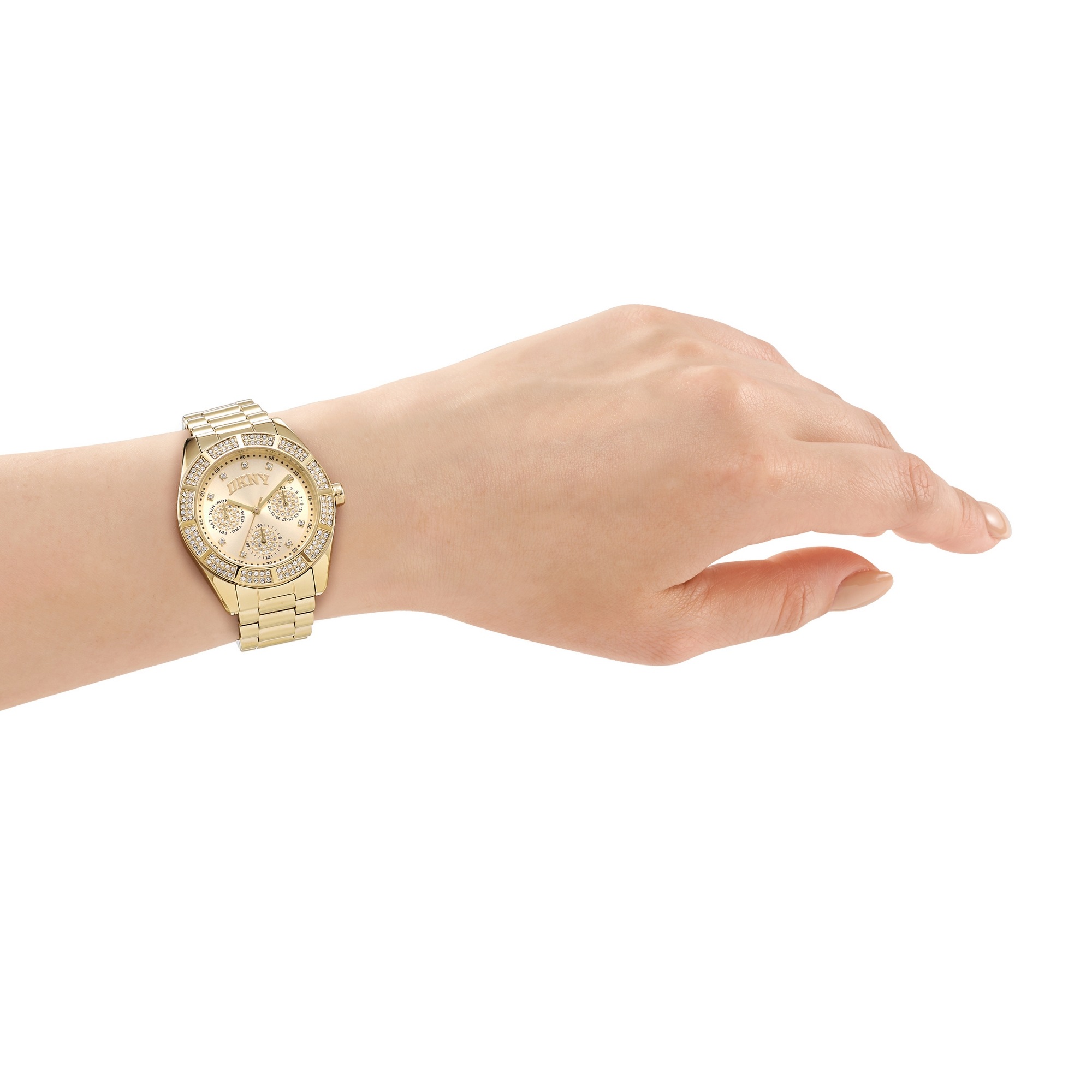 DKNY Quarzuhr »Mulit Function Watch« Armbanduhr, Damenuhr, Edelstahlarmband, analog, Tag