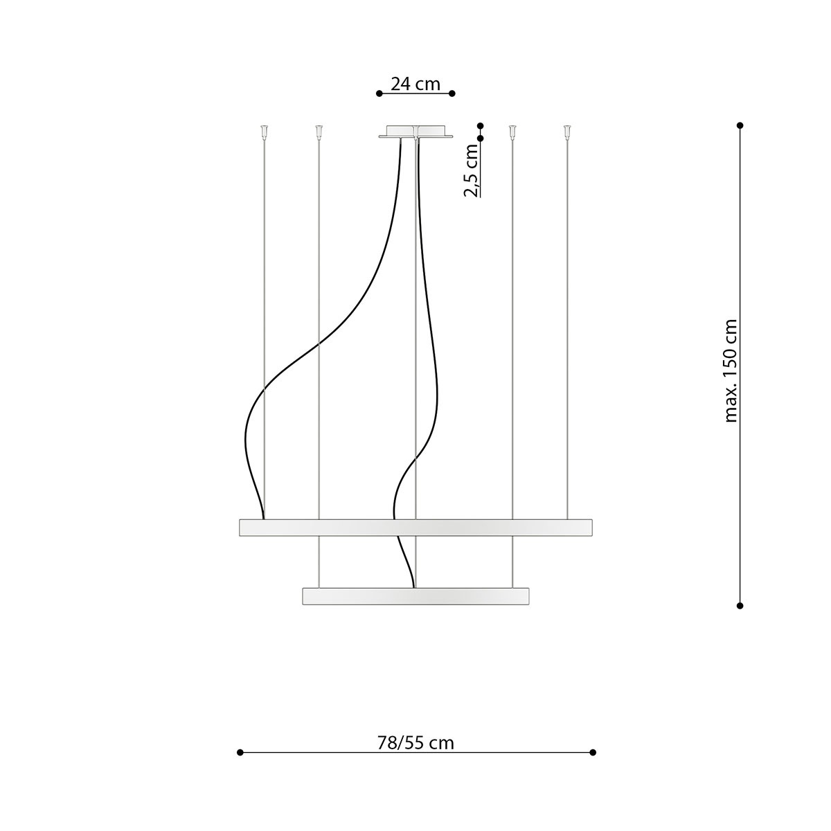 SOLLUX lighting Kronleuchter »RIO«, 1 flammig, Leuchtmittel LED-Modul | LED fest integriert, Verteiltes Licht