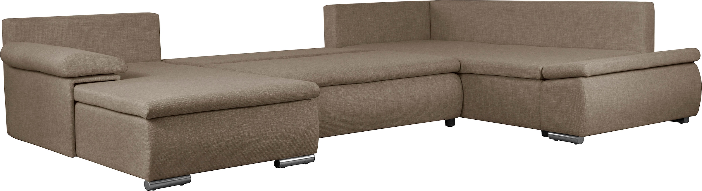 Home affaire Wohnlandschaft »Acra U-Form«, mit Bettfunktion und Bettkasten, in Mattenoptik