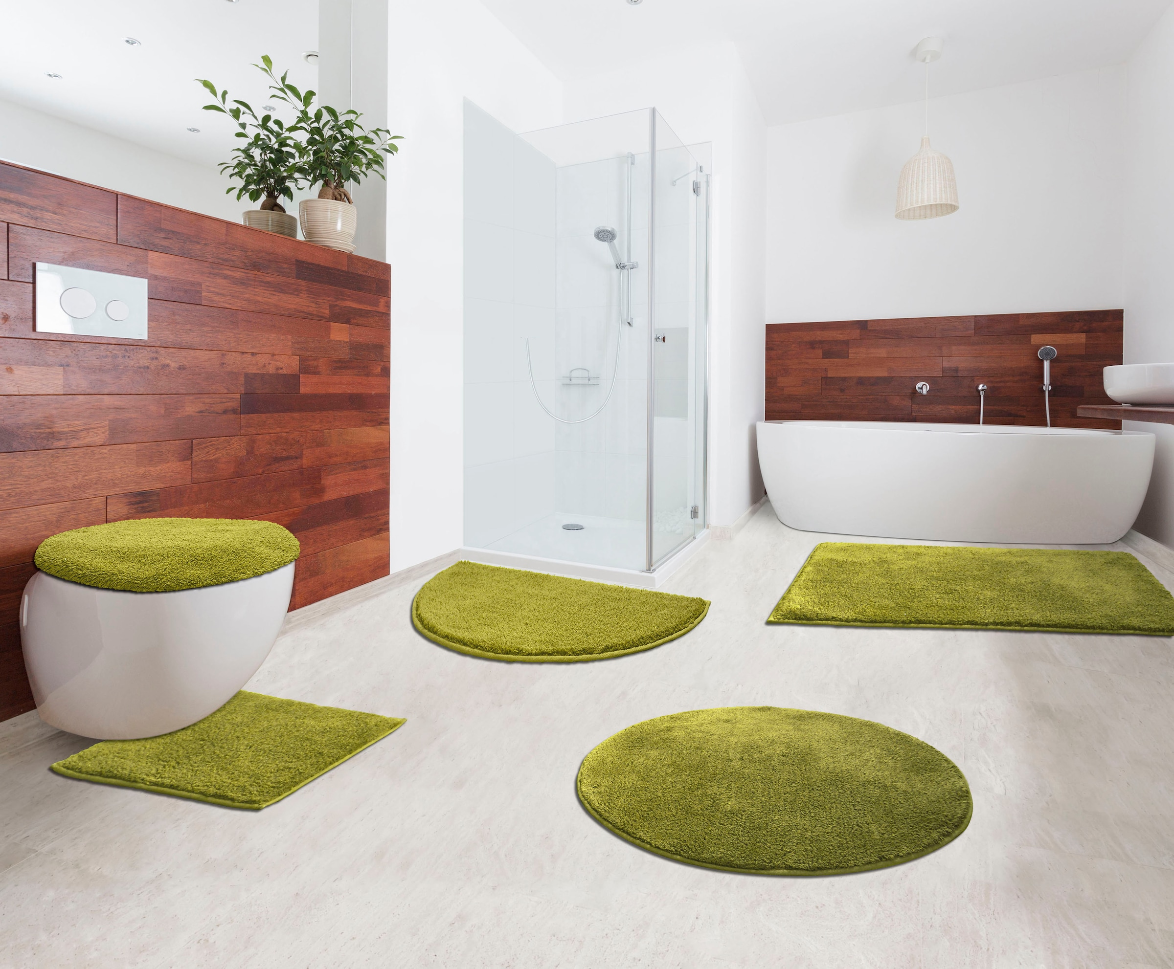my home Badematte »Maren, Badvorleger, Badezimmer Teppich«, rutschhemmend beschichtet, fußbodenheizungsgeeignet, Bio-Baumwolle, Badteppich, Badematten auch als 3 teiliges Set