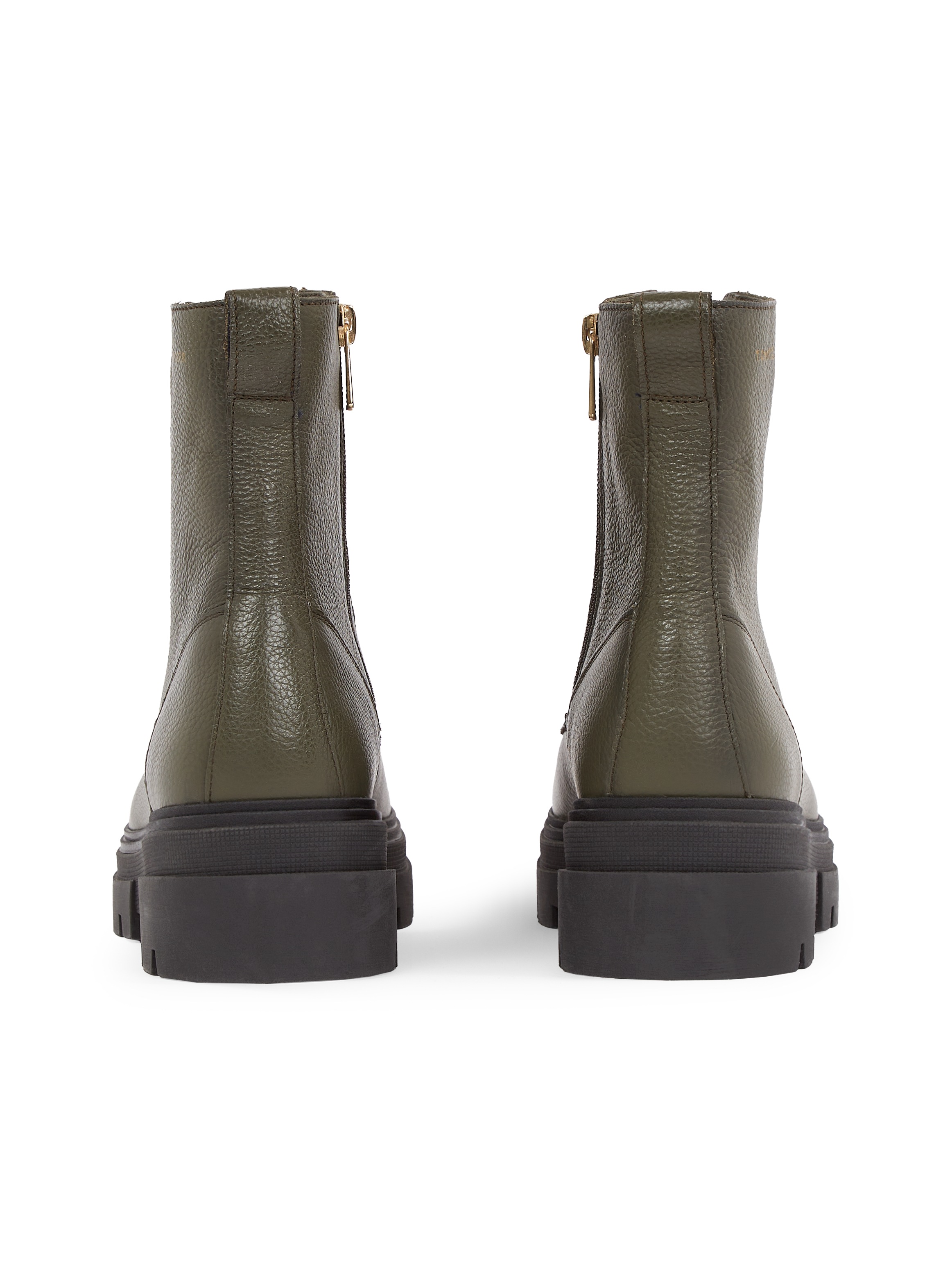 Tommy Hilfiger Schnürboots »BICOLOR LEATHER LACE-UP«, Plateau, Schnürstiefelette, Chunkyboots, goldfarbener Logoschriftzug