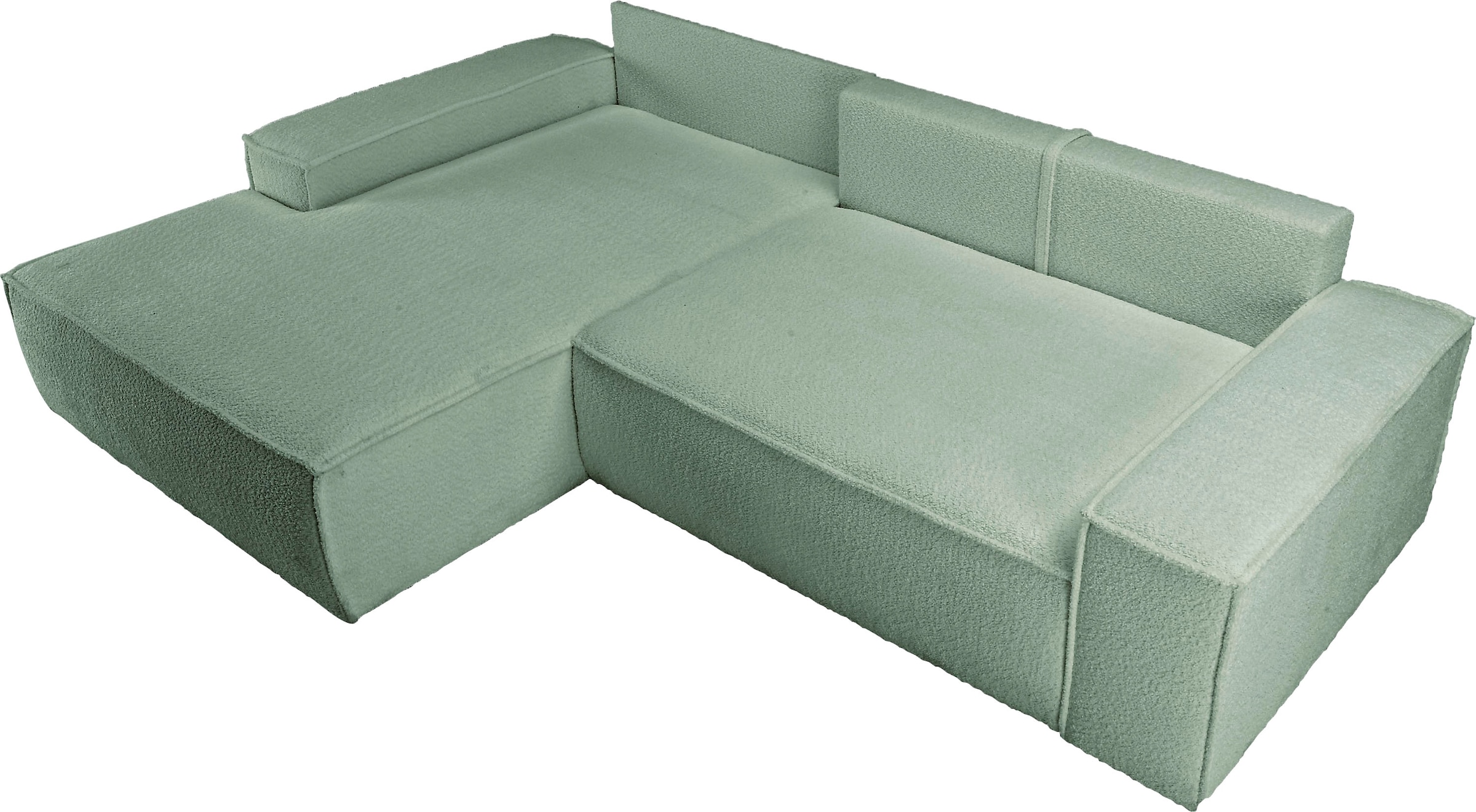 andas Ecksofa »Finnley Schlafsofa 267 cm in Bouclé, Struktur fein u. Cord, L-Form,«, Schlaffunktion m. Bettkasten (136/210 cm), Bouclé, Struktur und Cord