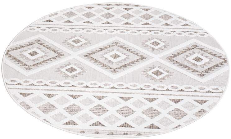 Carpet City Teppich »In-& Outdoorteppich Santorini 435, 3D-Effekt, Boho-Look«, rund, 5 mm Höhe, Wetterfest & UV-beständig für Terrasse, Balkon, Küche, Flur