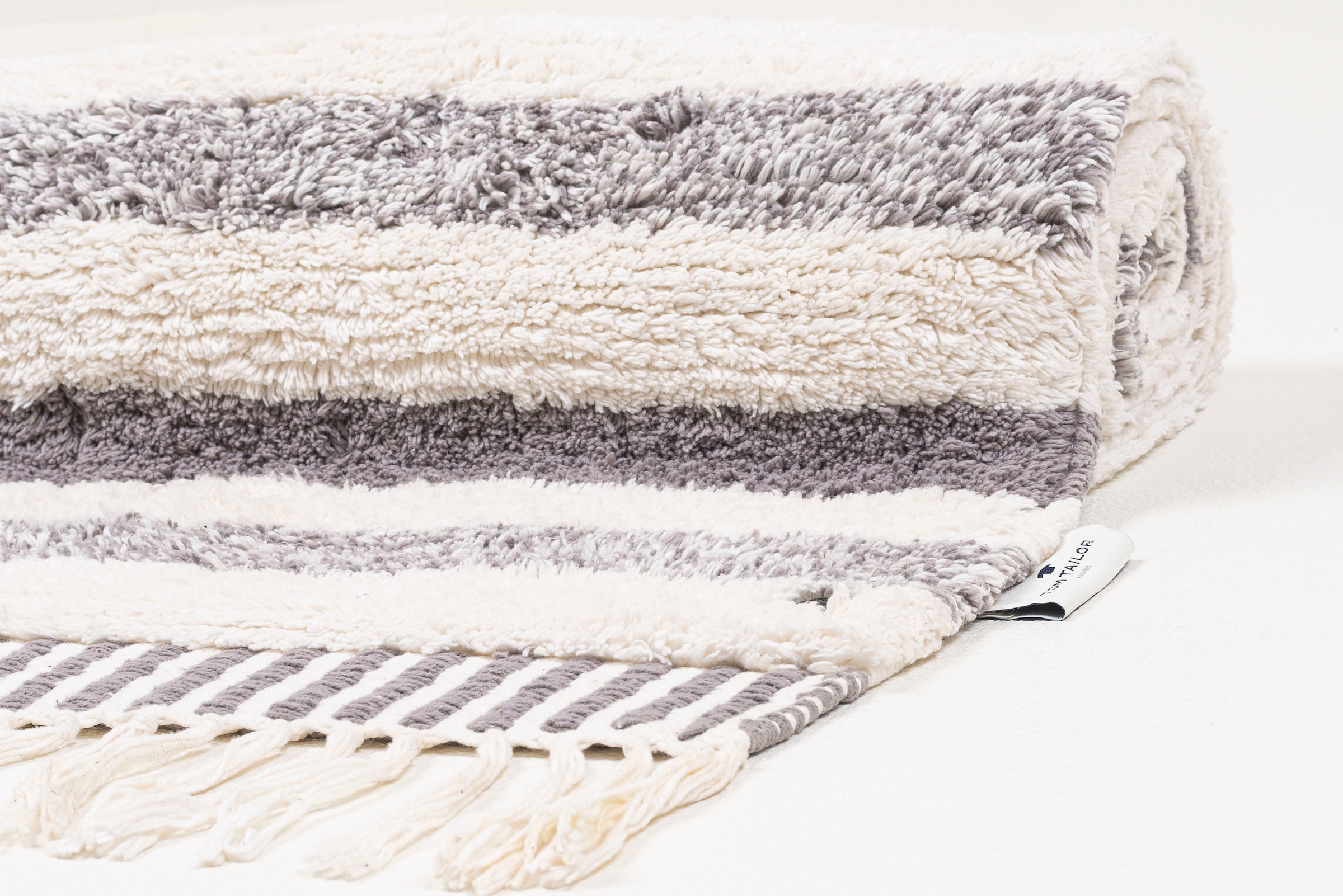 TOM TAILOR HOME Badematte »Ethno Bath«, fußbodenheizungsgeeignet, Badteppich, Berber Look, mit Fransen, reine Baumwolle