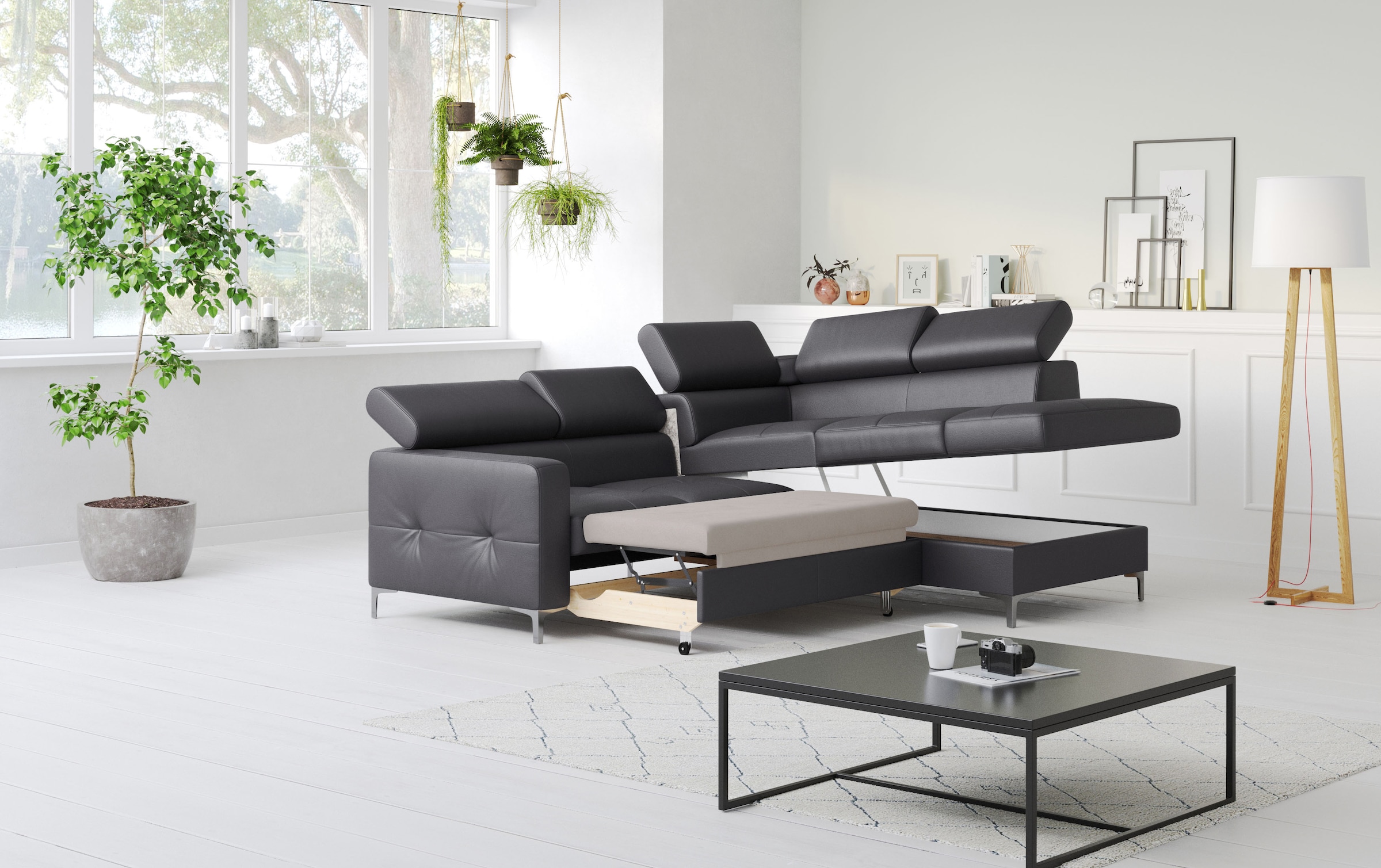 COTTA Ecksofa »Sammy L-Form«, mit Kopfteilverstellung, wahlweise mit Bettfunktion & Bettkasten