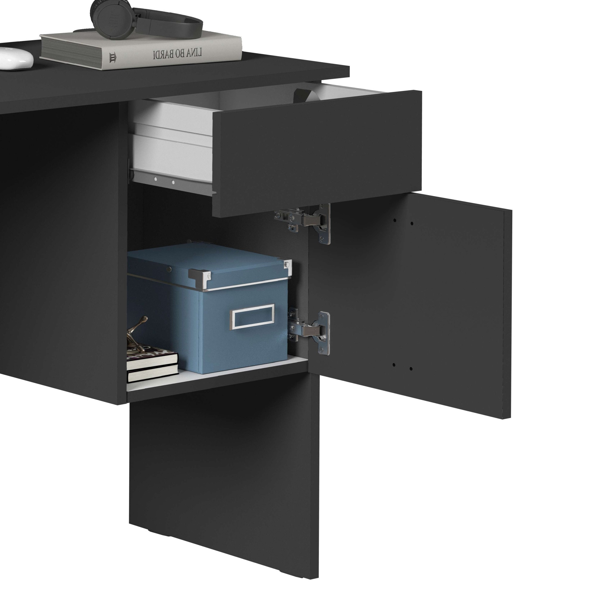 INOSIGN Schreibtisch »Essential, Schreibtisch, kleiner Computertisch, Bürotisch für Büro«, (1 St.), mit 1 Tür,1 Schublade, Arbeitsplatte Breite 110 cm