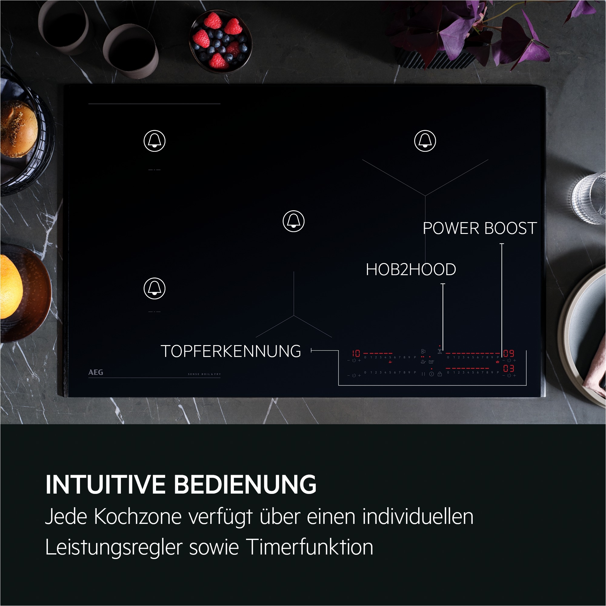 AEG Backofen-Set »HH24BSISML« mit 1-fach-Teleskopauszug Aqua Clean Autarker Backofen & Induktionskochfeld: SaphirMatt 4× kratzresistenter